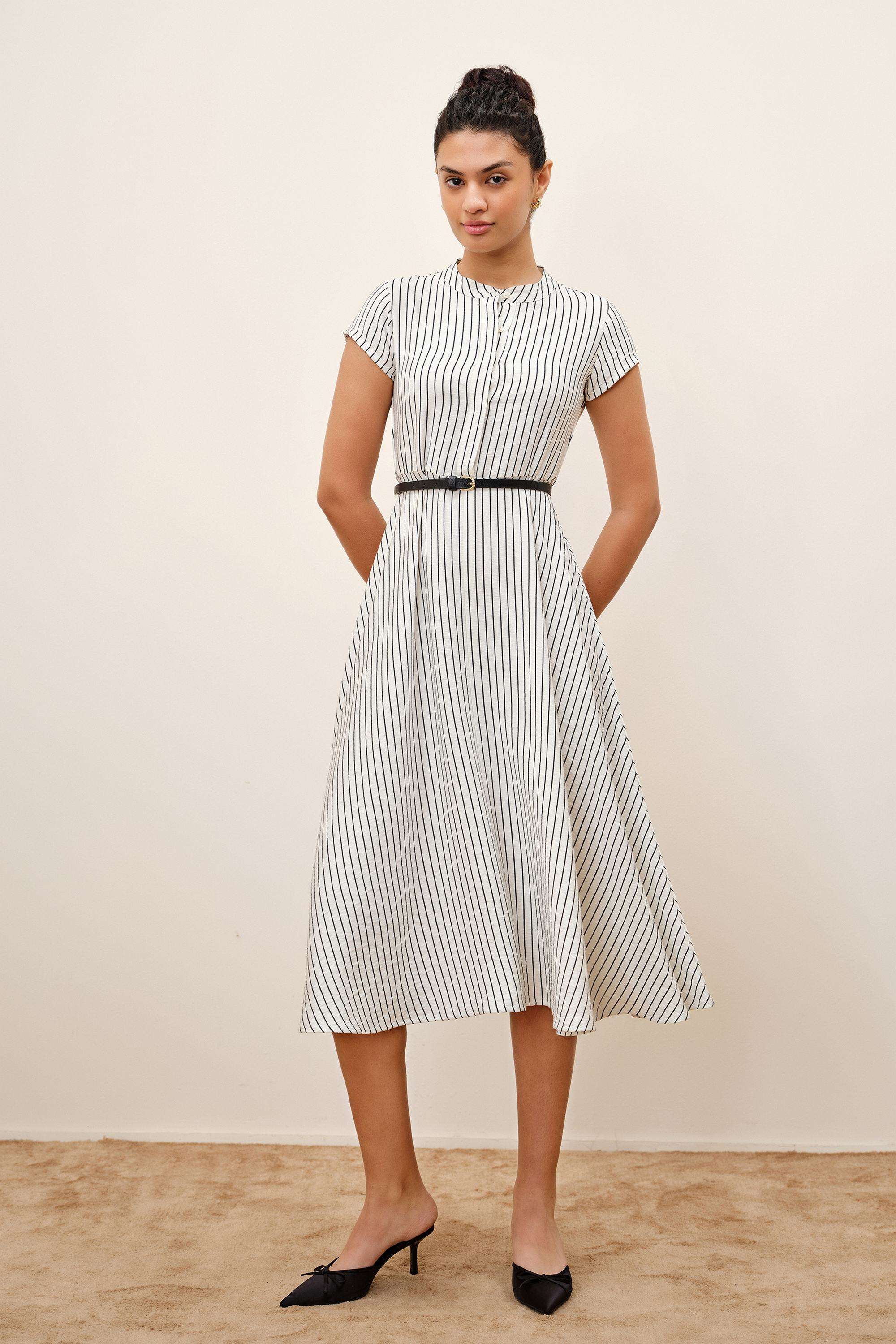 Solid-Blended-Fabric-Women-s-Dress