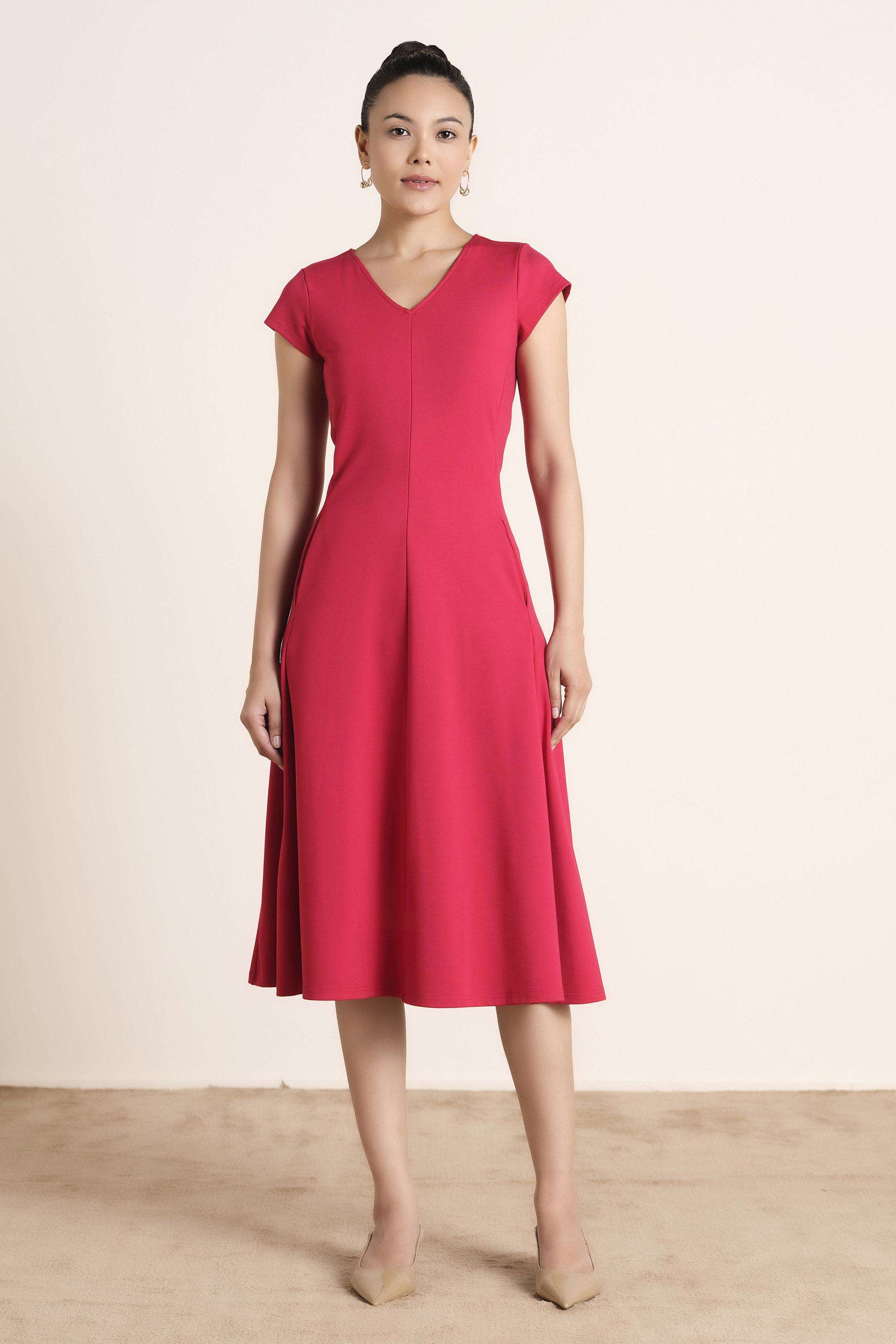 Solid-Blended-Fabric-Women-Dress