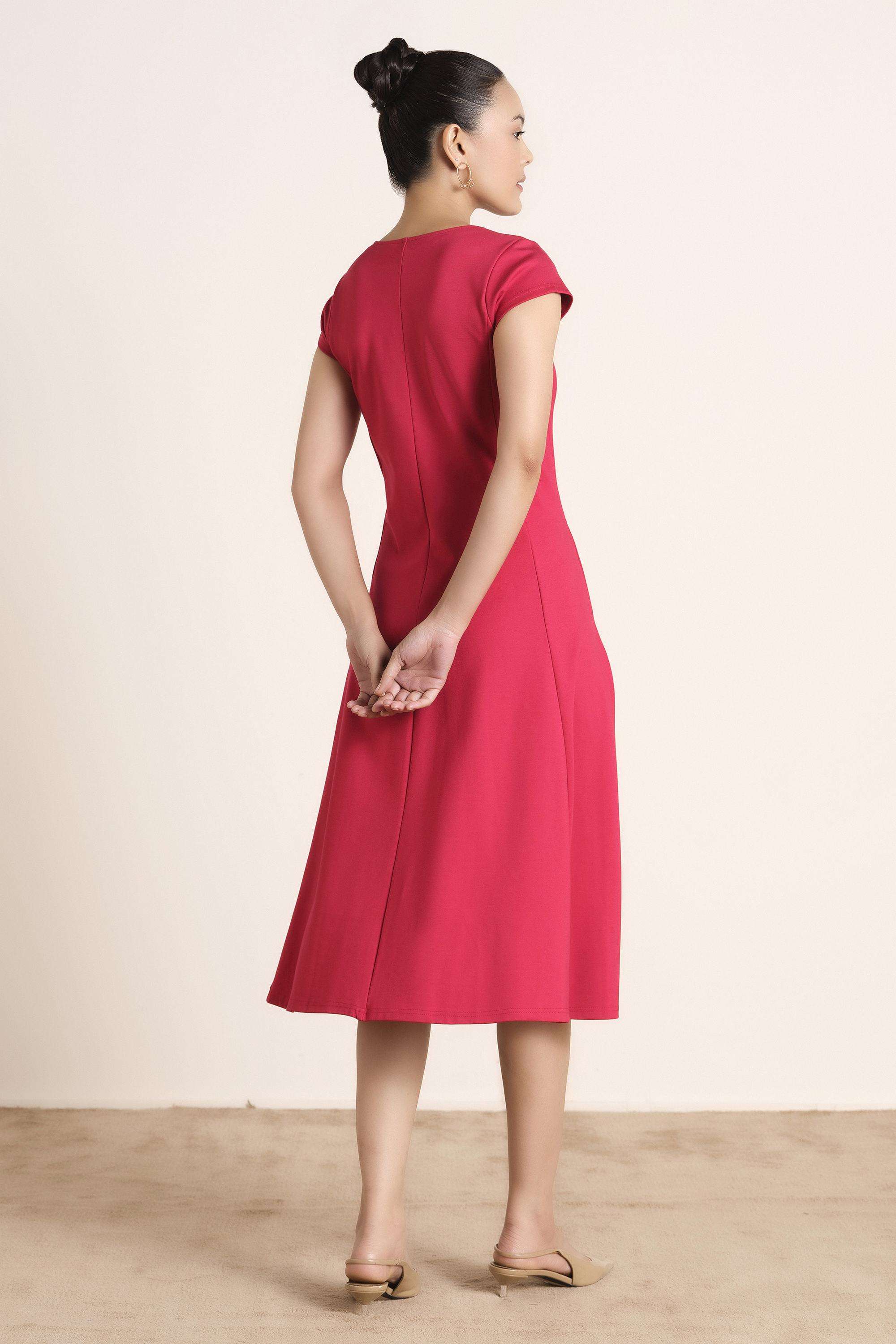 Solid-Blended-Fabric-Women-Dress