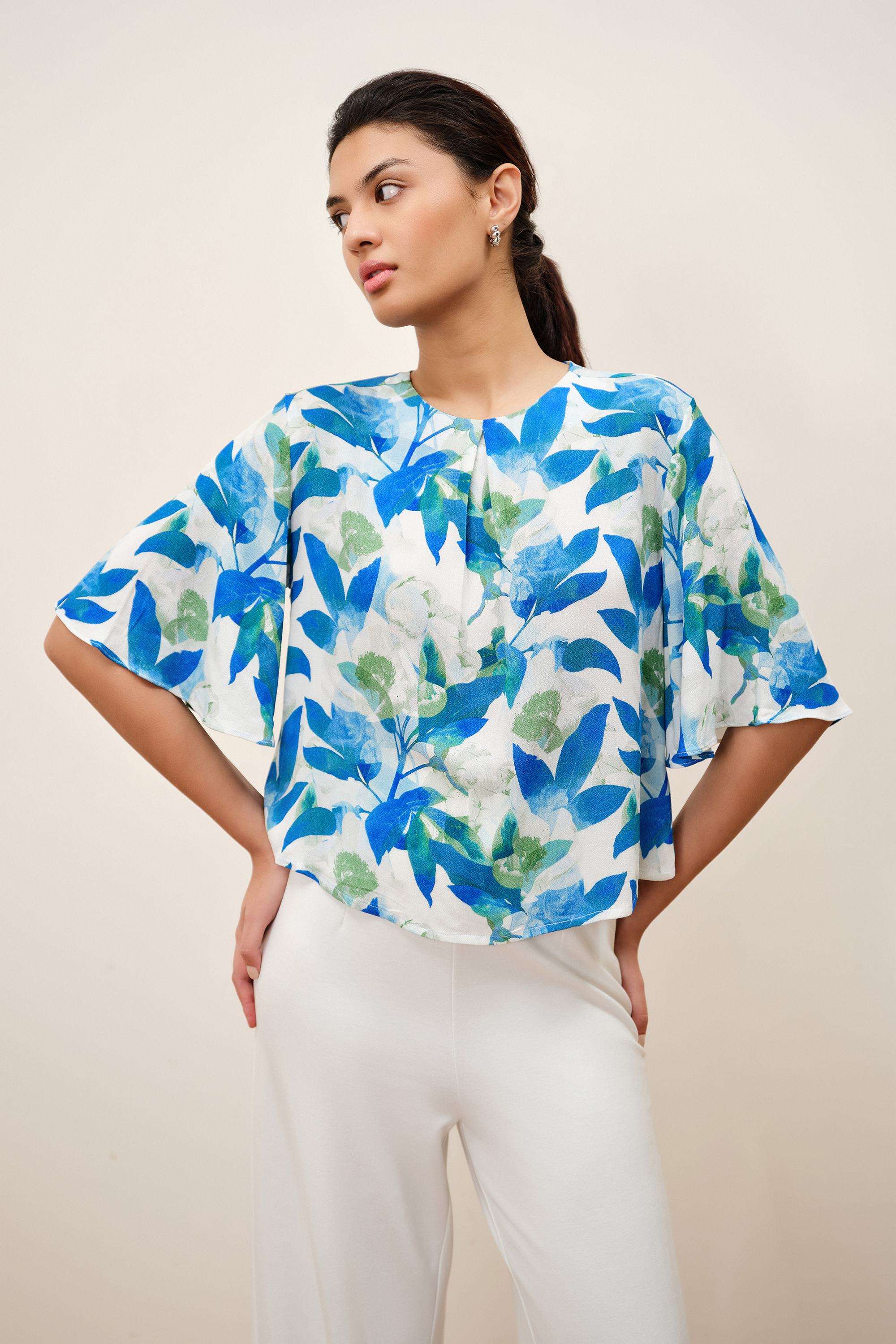 Solid-Blended-Fabric-Women-s-Top