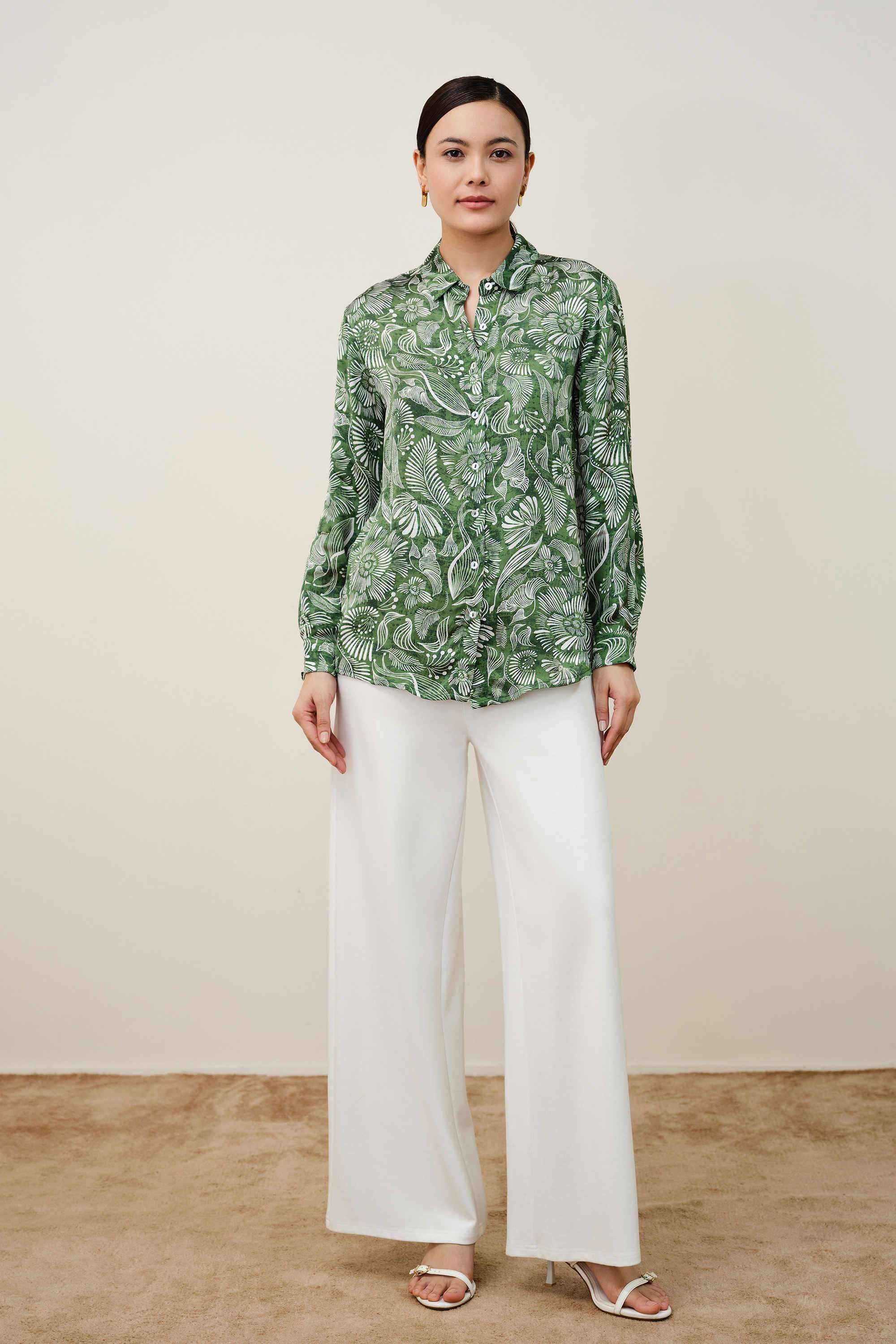 Printed-Spread-Collar-Modal-Women-s-Casual-Wear-Shirt