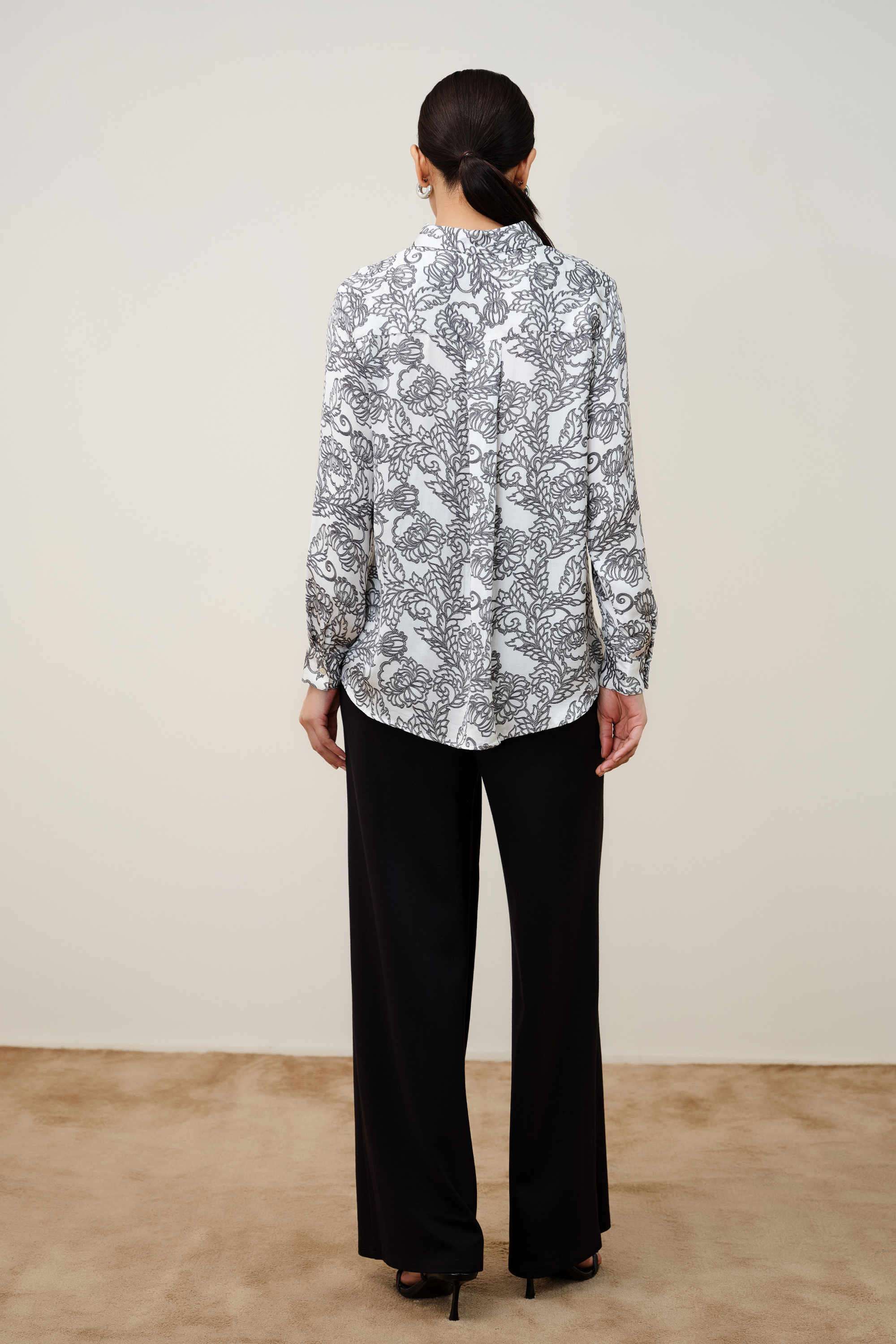 Printed-Spread-Collar-Modal-Women-s-Casual-Wear-Shirt