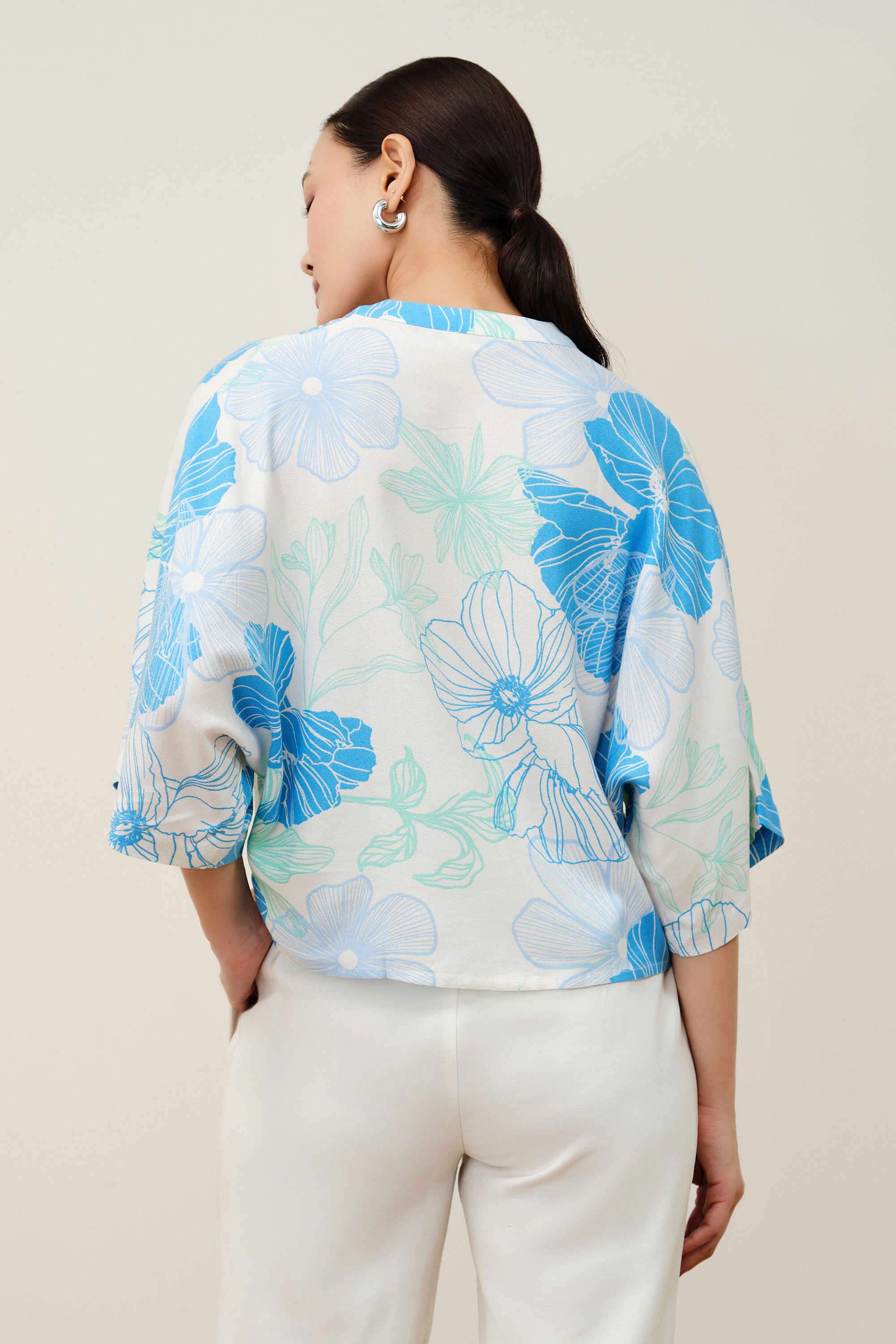 Printed-Viscose-Rayon-V-Neck-Women-s-Top