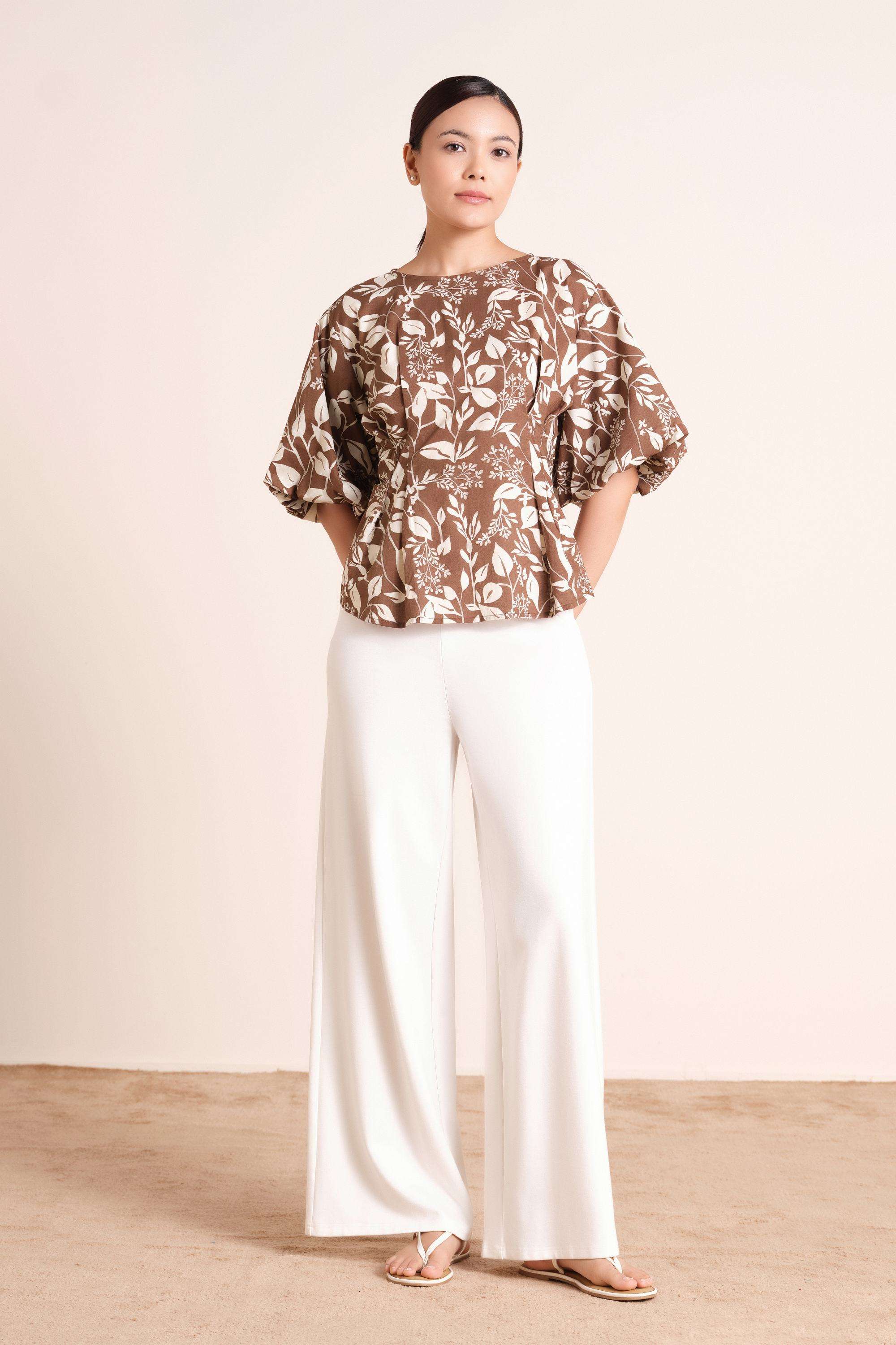 Solid-Blended-Fabric-Women-s-Top