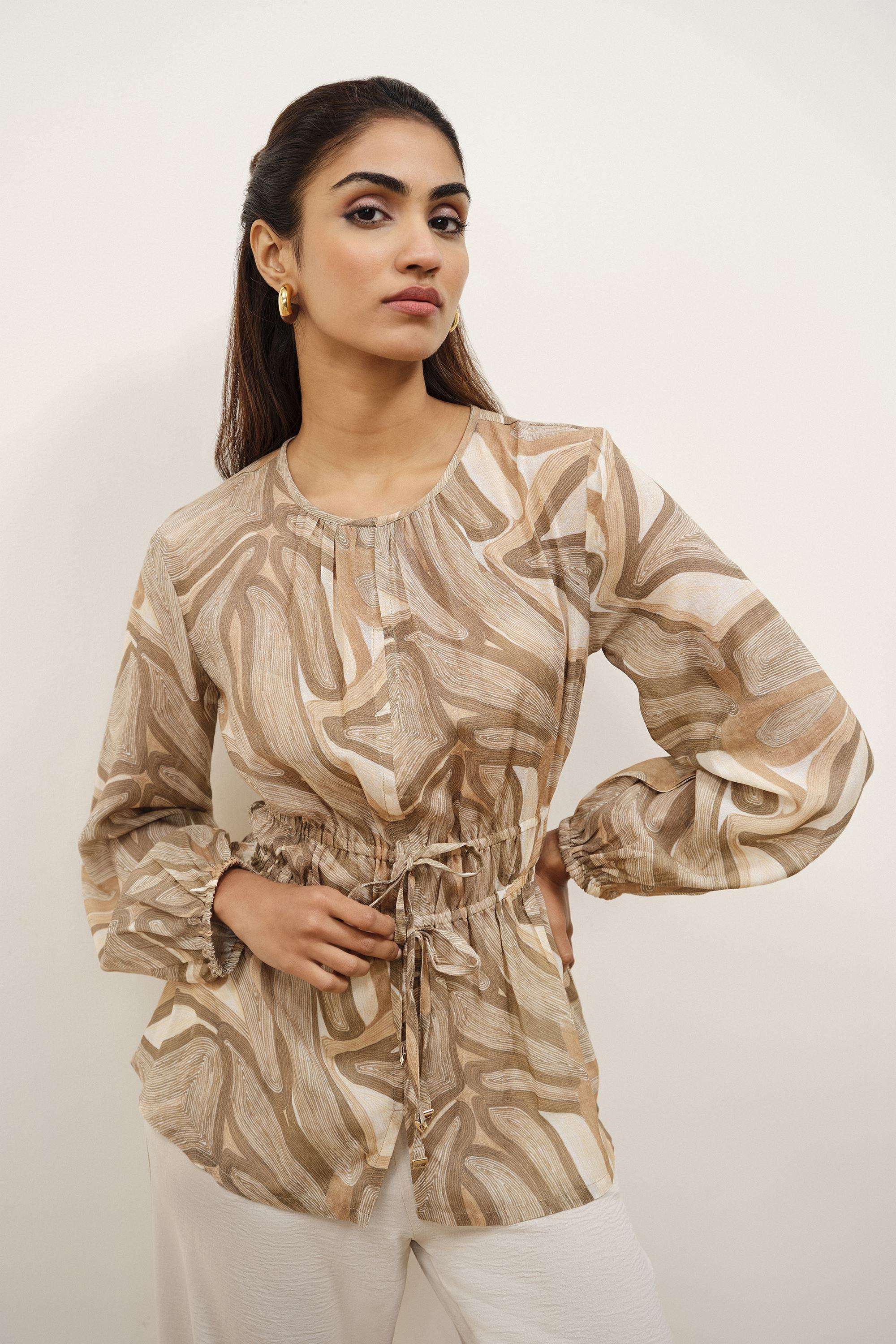 Solid-Blended-Fabric-Women-s-Top