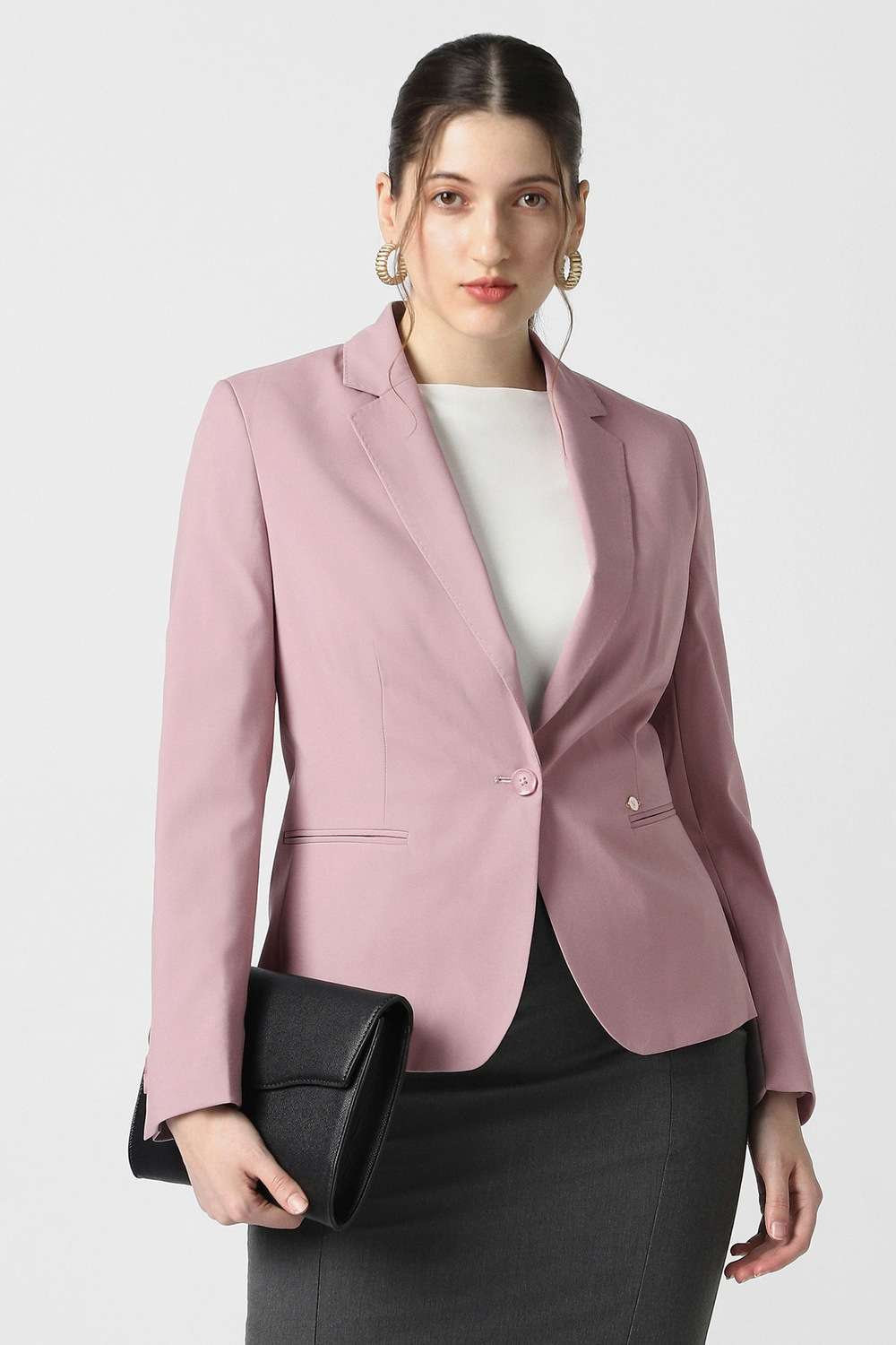 Solid-Polyester-Women-s-Blazer