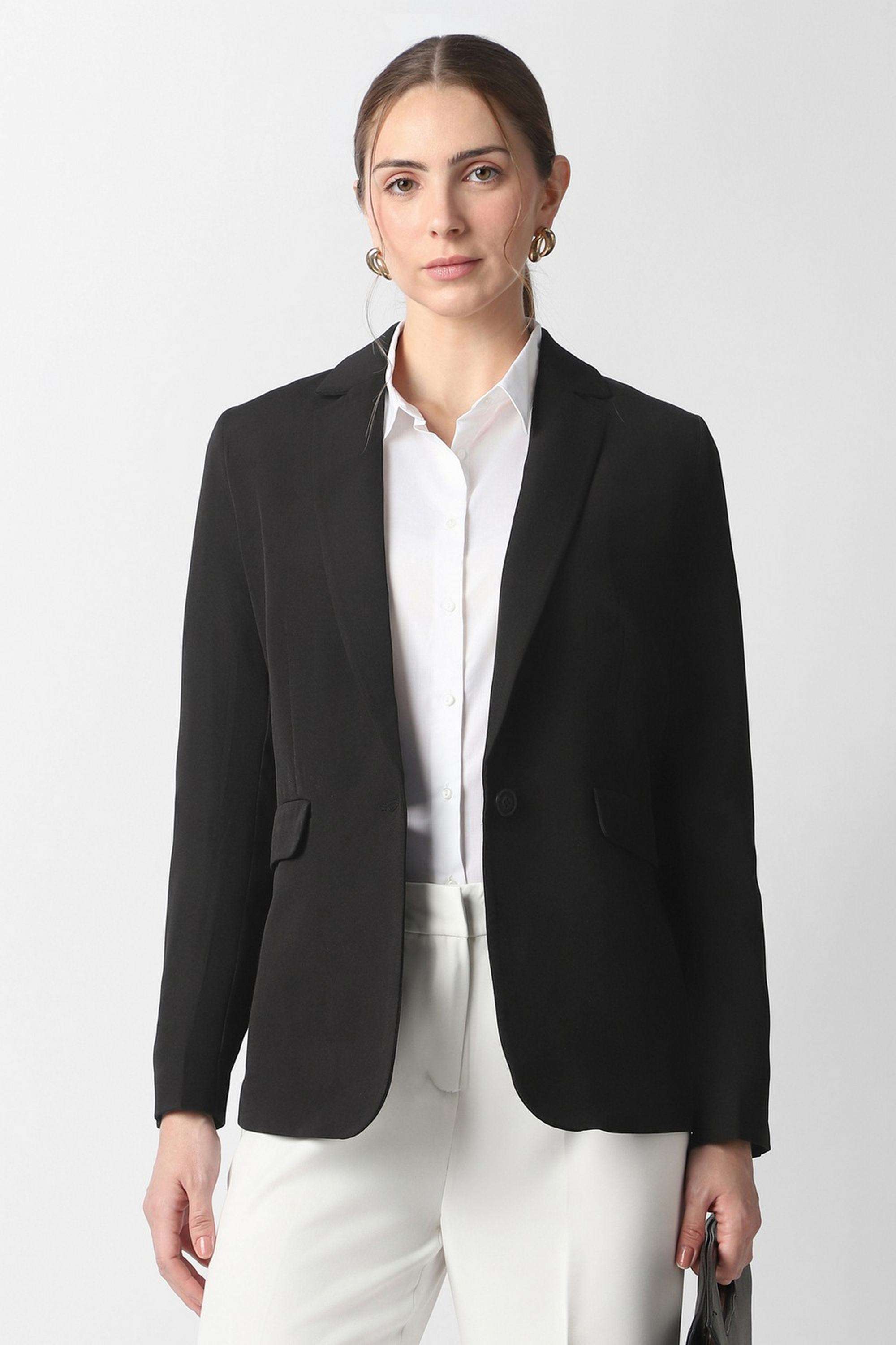 Solid-Blended-Fabric-Regular-Fit-Women-s-Casual-Wear-Blazer