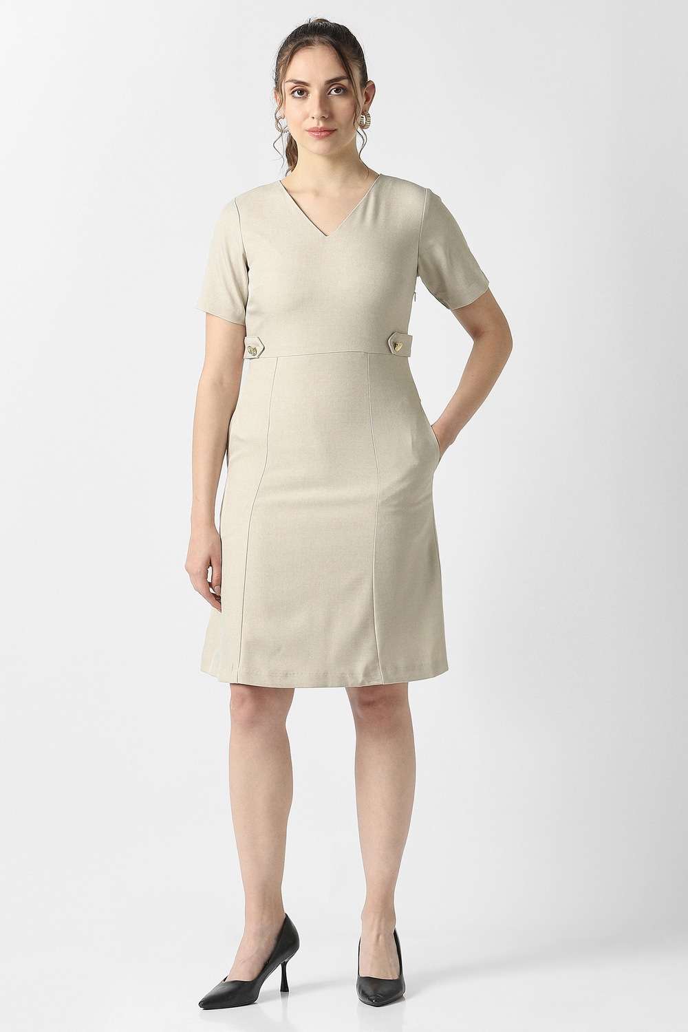 Solid-Polyester-Women-Dress