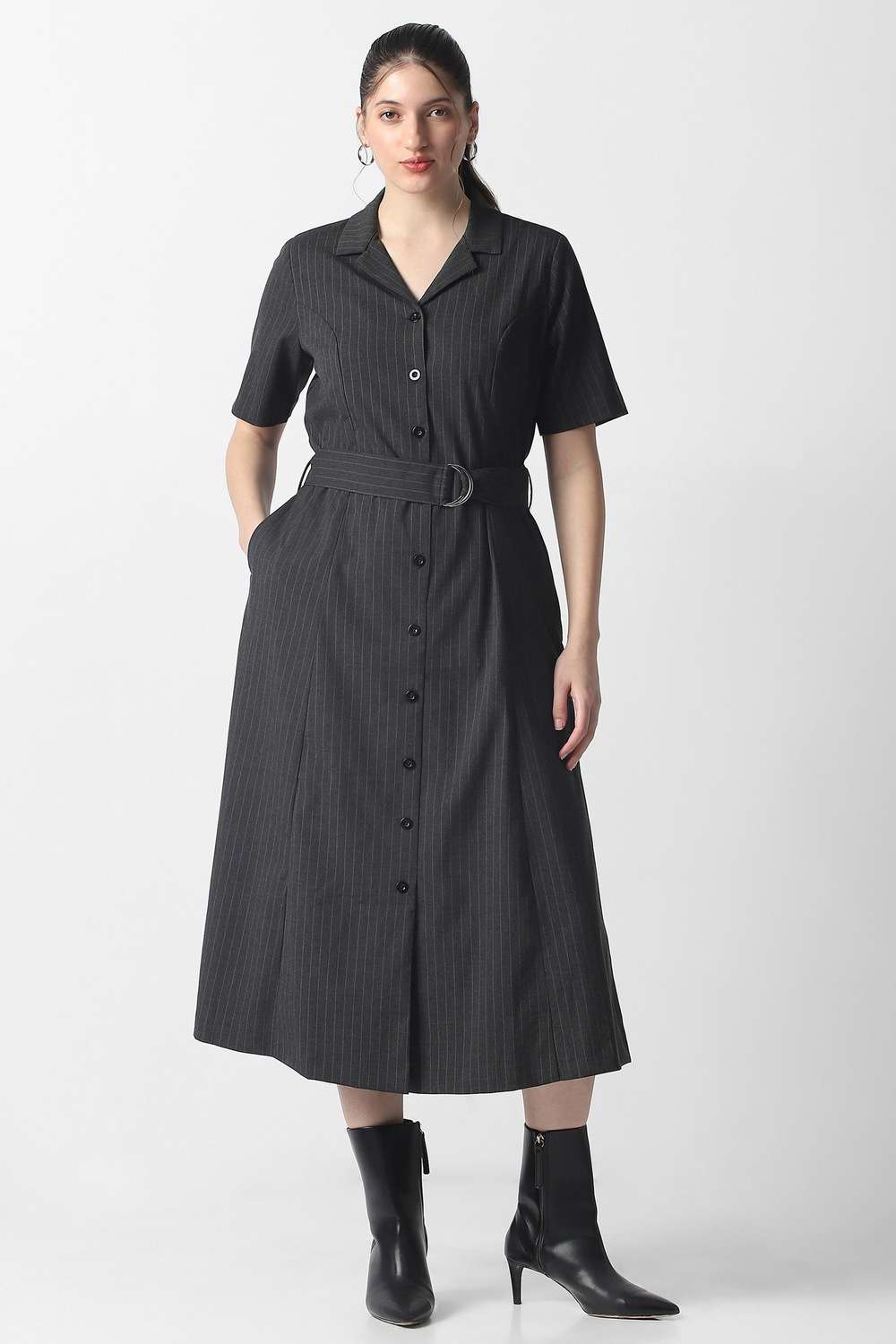 Stripes-Polyester-Women-Dress