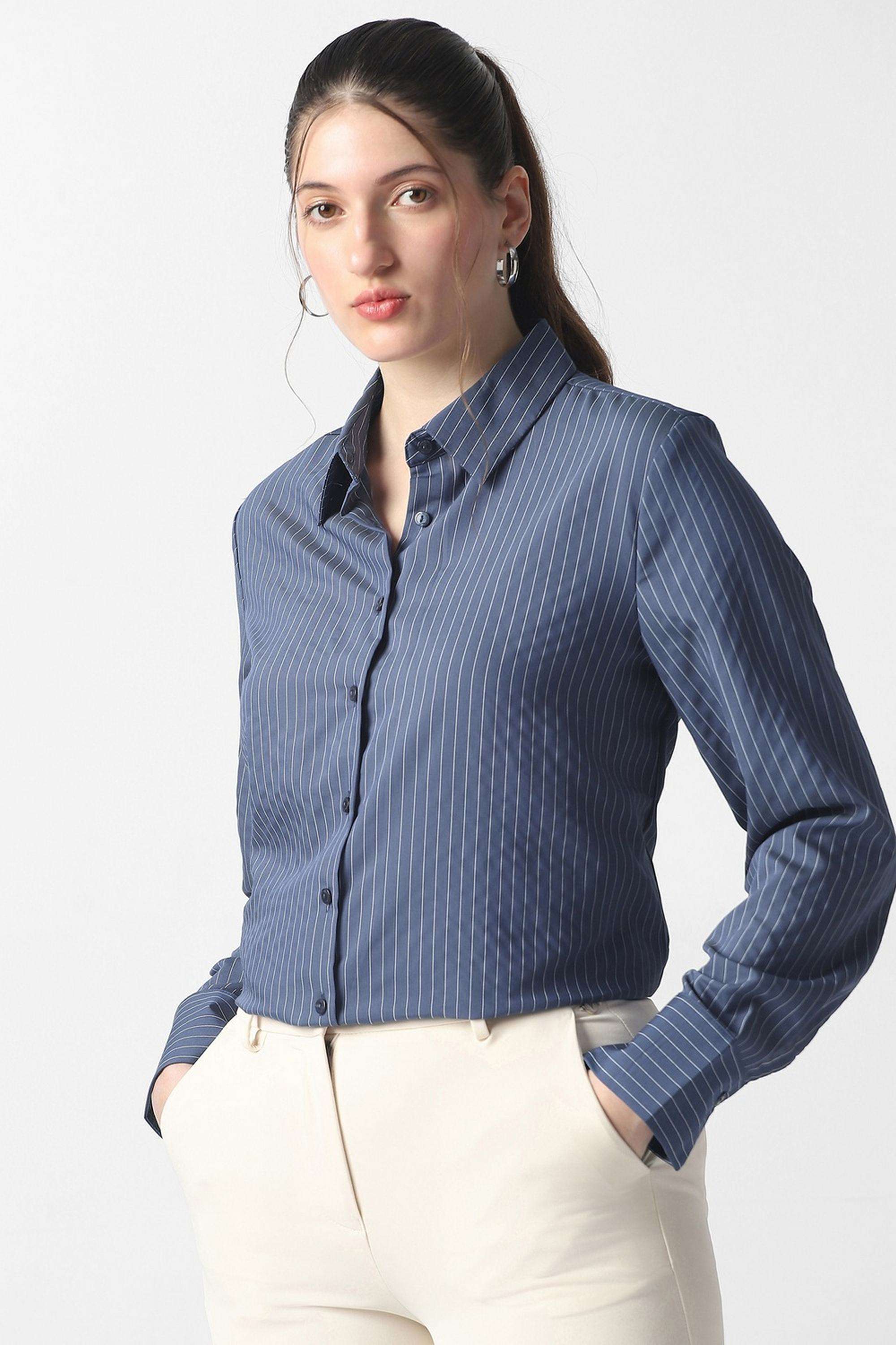 Solid-Polyester-Women-s-Shirt