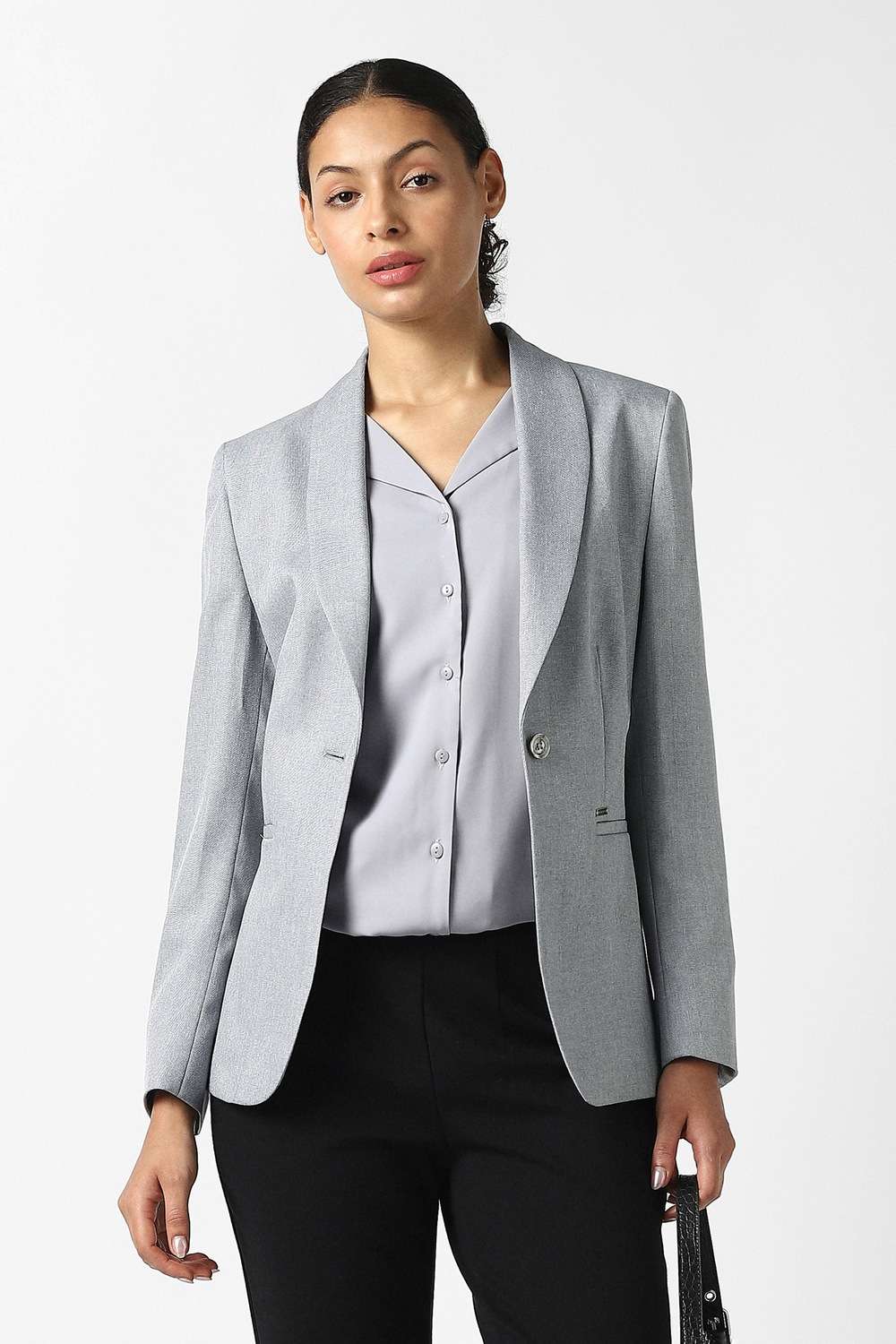 Solid-Polyester-Women-s-Blazer