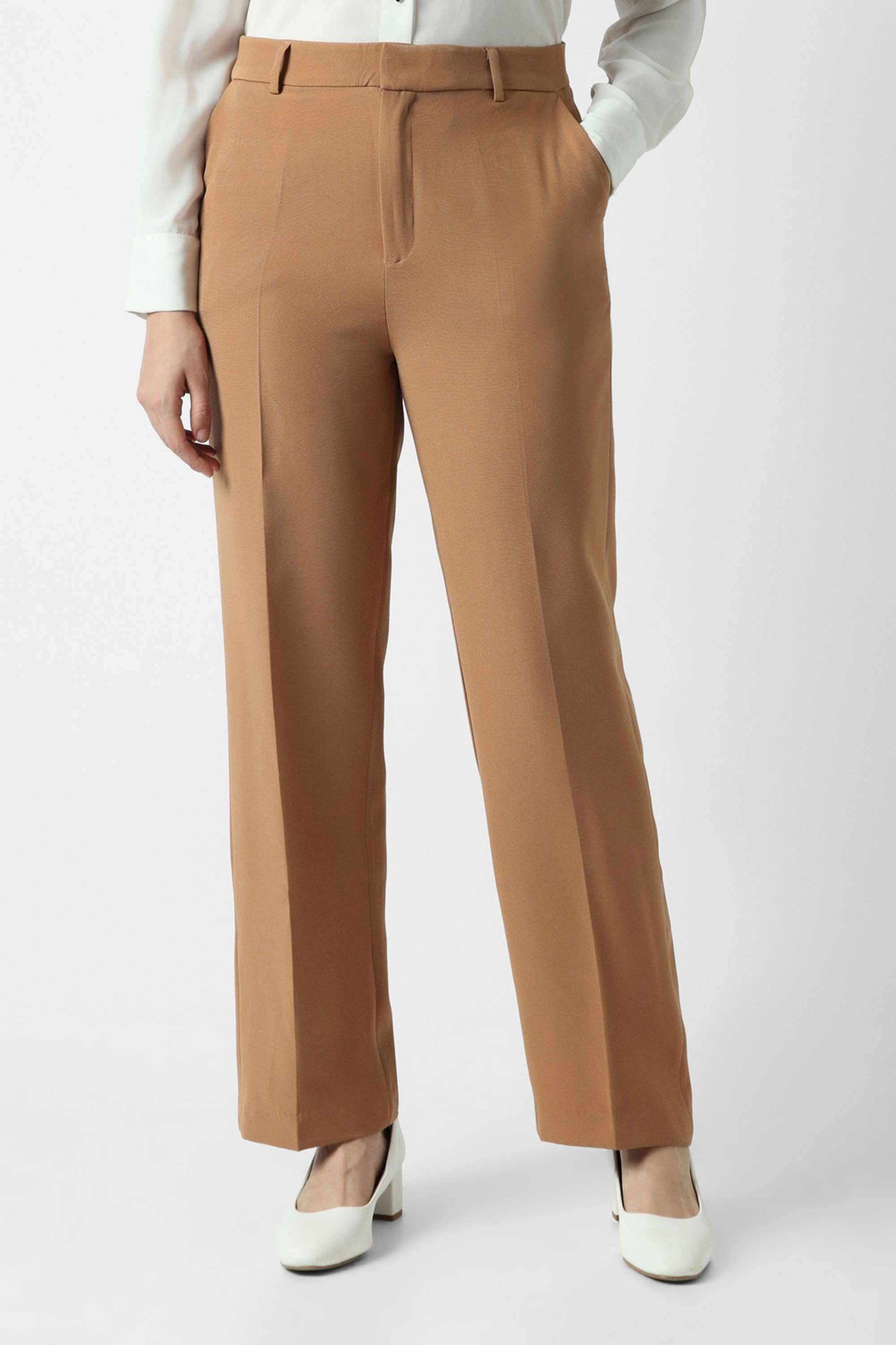 van heusen Solid Straight Fit Blended Fabric Women's Formal Wear Trousers-picture-31