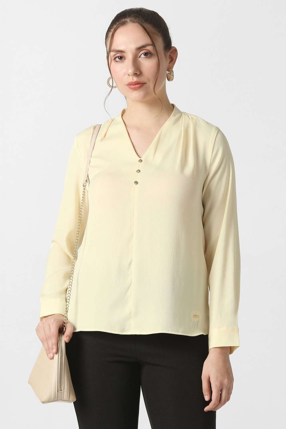 Solid-Polyester-Women-s-Top