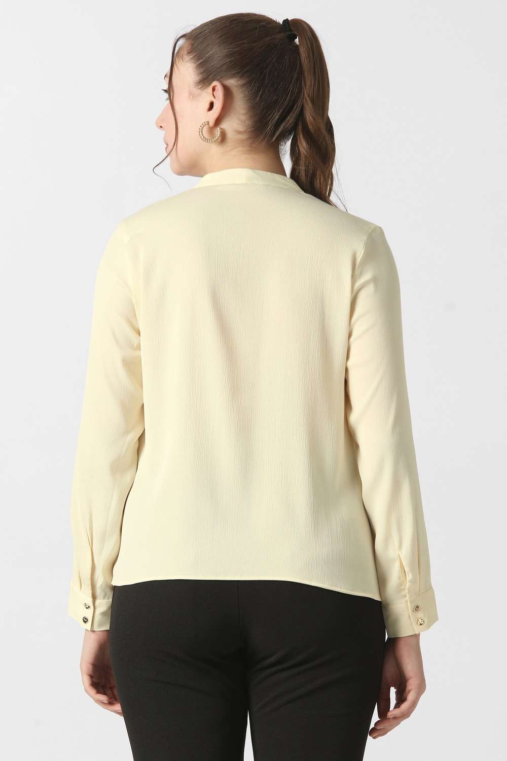 Solid-Polyester-Women-s-Top