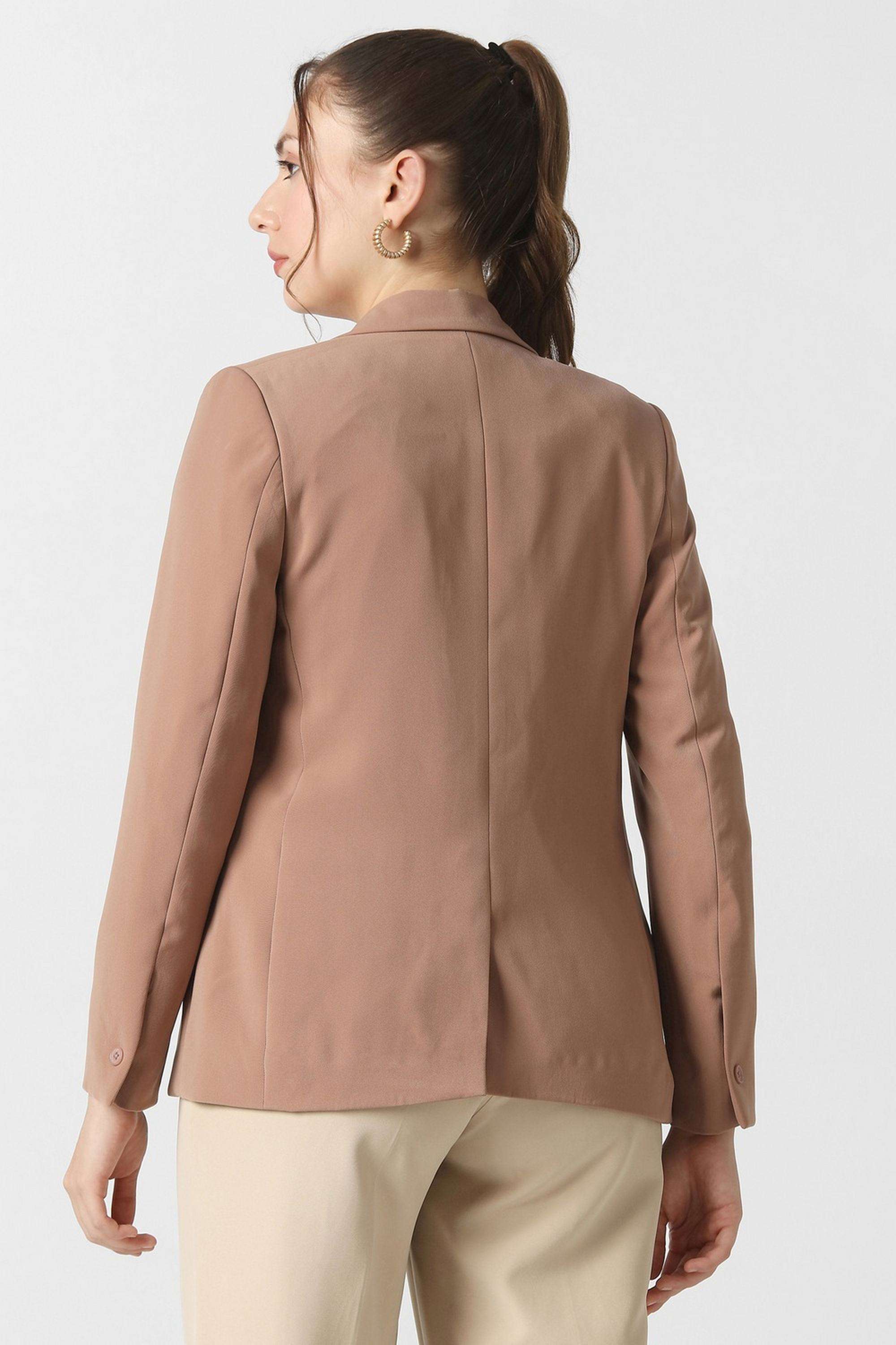 Solid-Blended-Fabric-Regular-Fit-Women-s-Formal-Wear-Blazer
