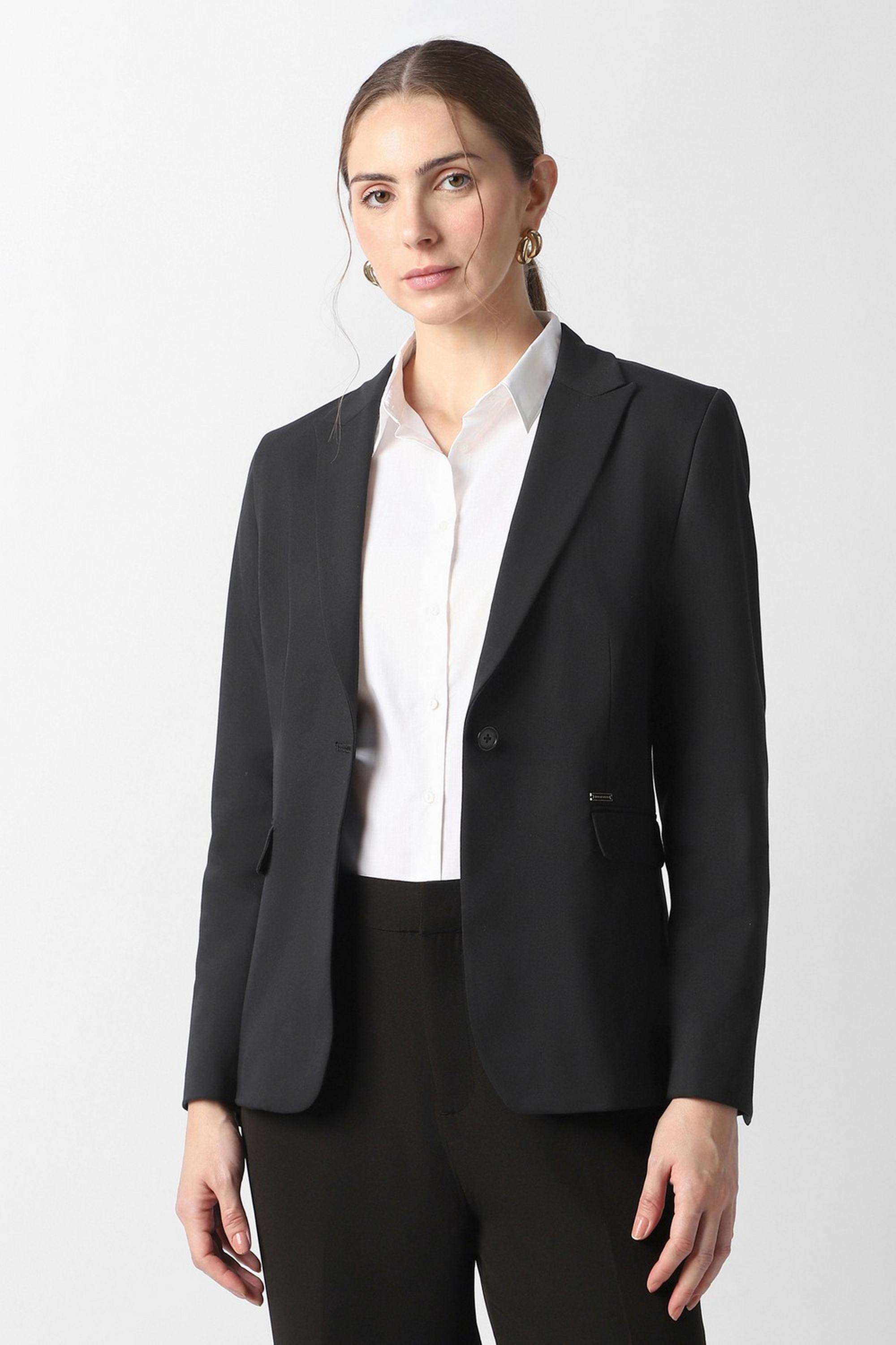 Solid-Polyester-Regular-Fit-Women-s-Formal-Wear-Blazer