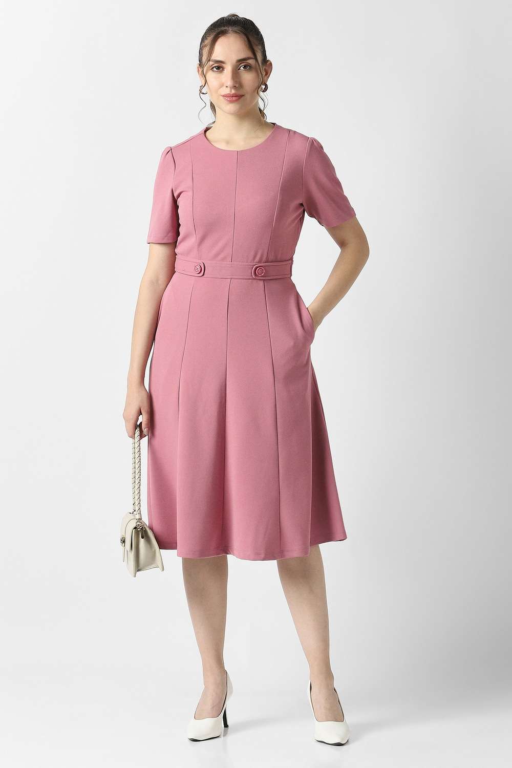 Solid-Polyester-Women-Dress