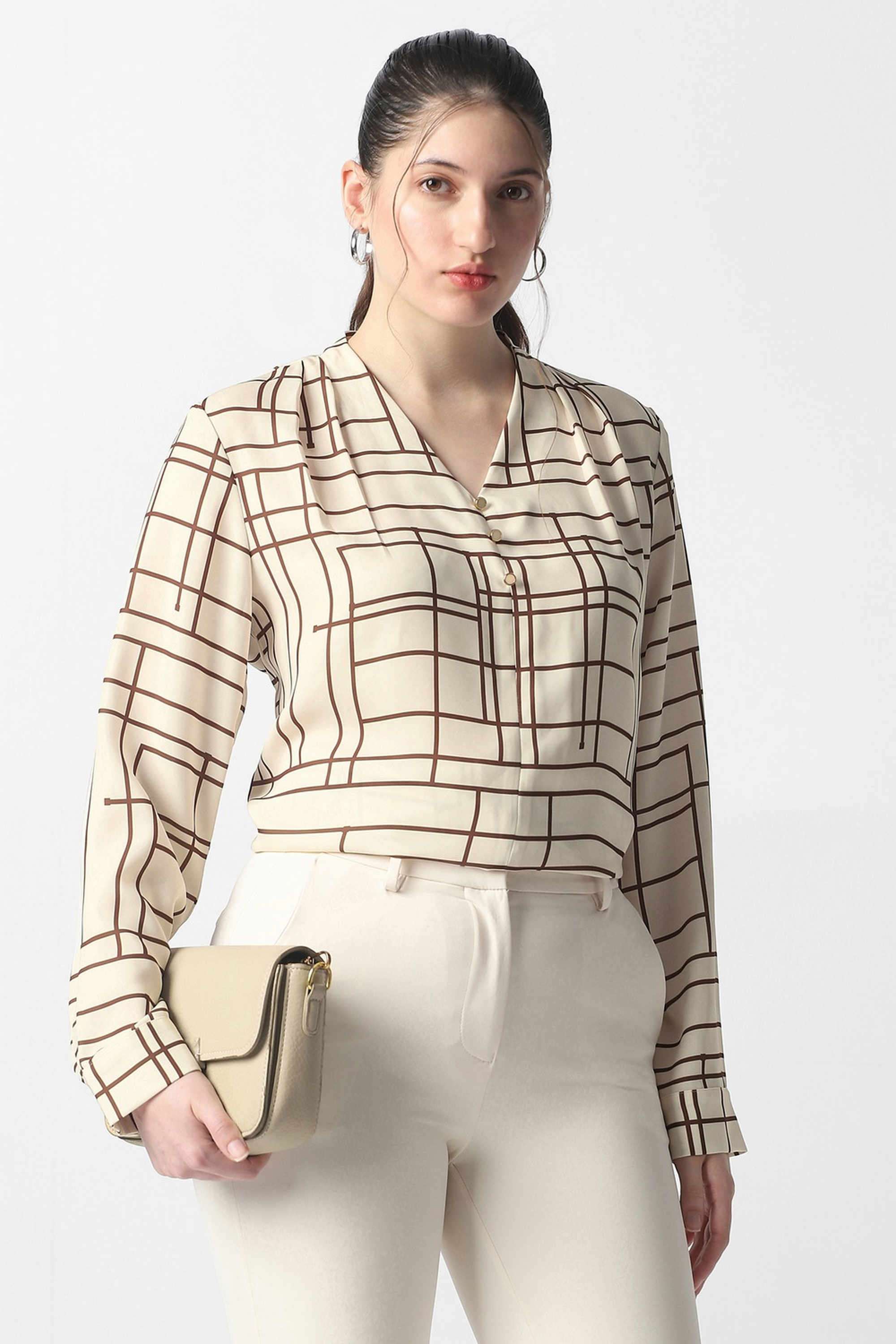 van heusen Stripes Blended Fabric V-Neck Women's Top-picture-21