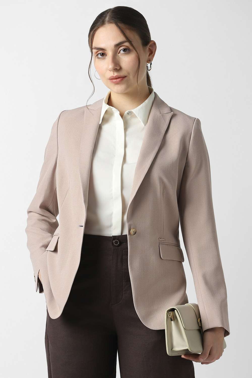 Solid-Polyester-Women-s-Blazer