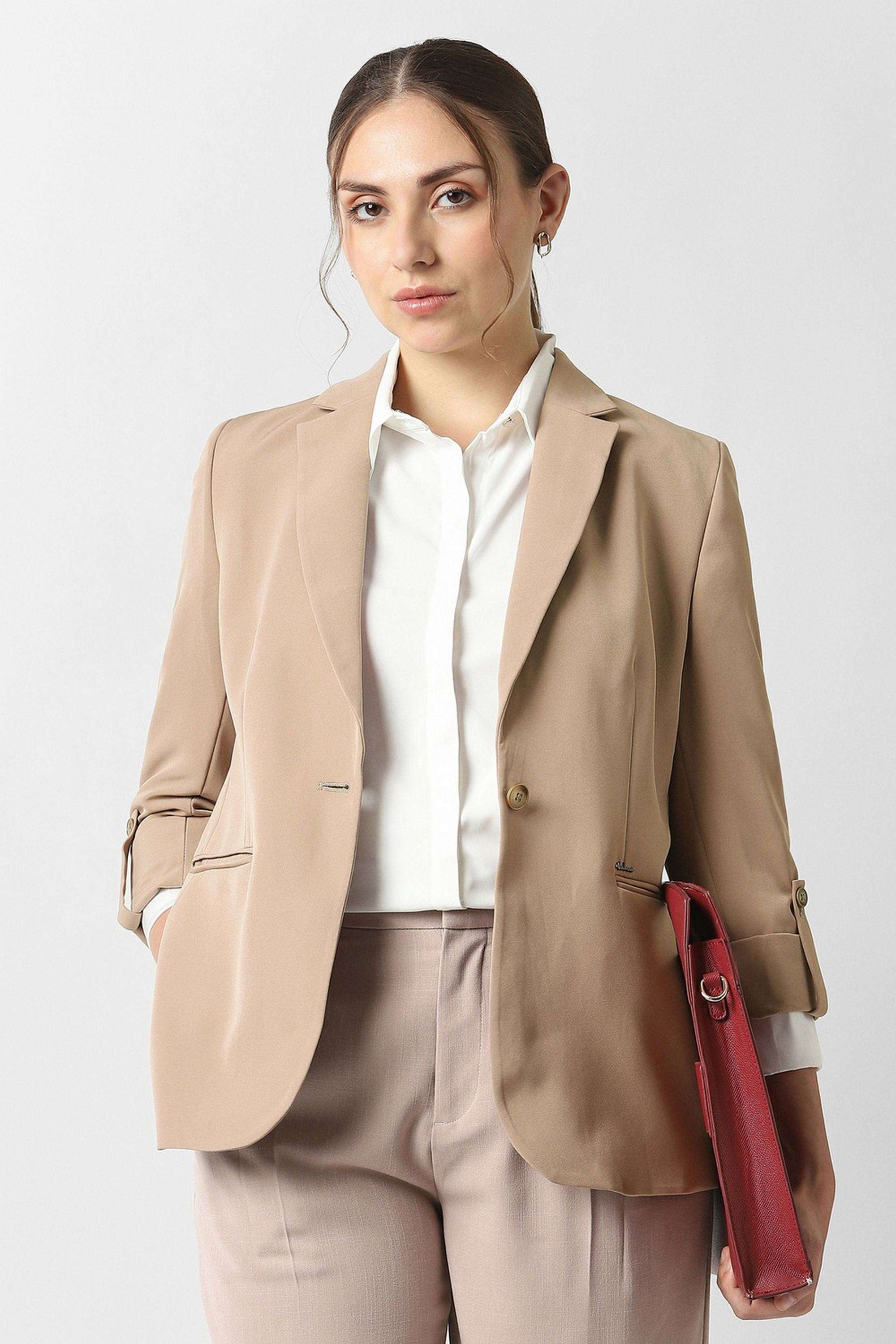 van heusen Solid Blended Fabric Regular Fit Women's Formal Wear Blazer-picture-33