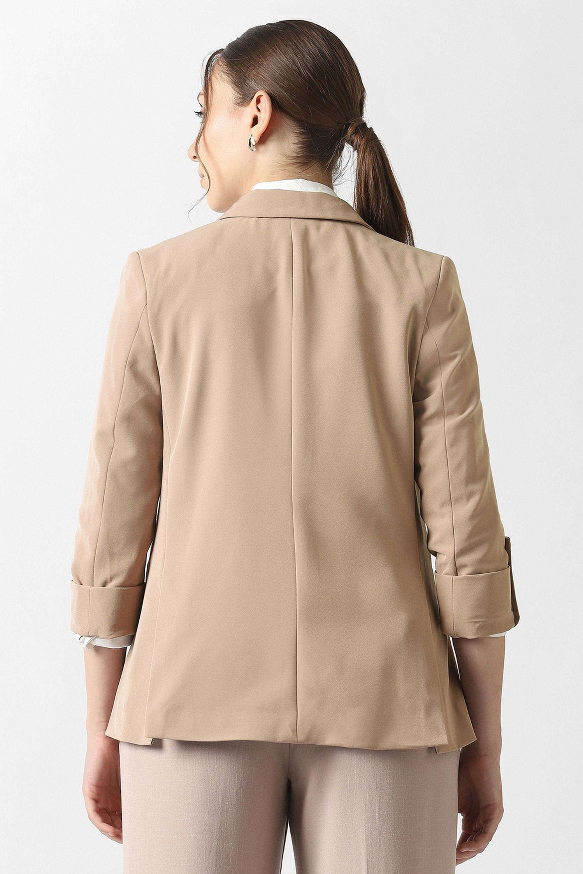Solid-Blended-Fabric-Regular-Fit-Women-s-Formal-Wear-Blazer