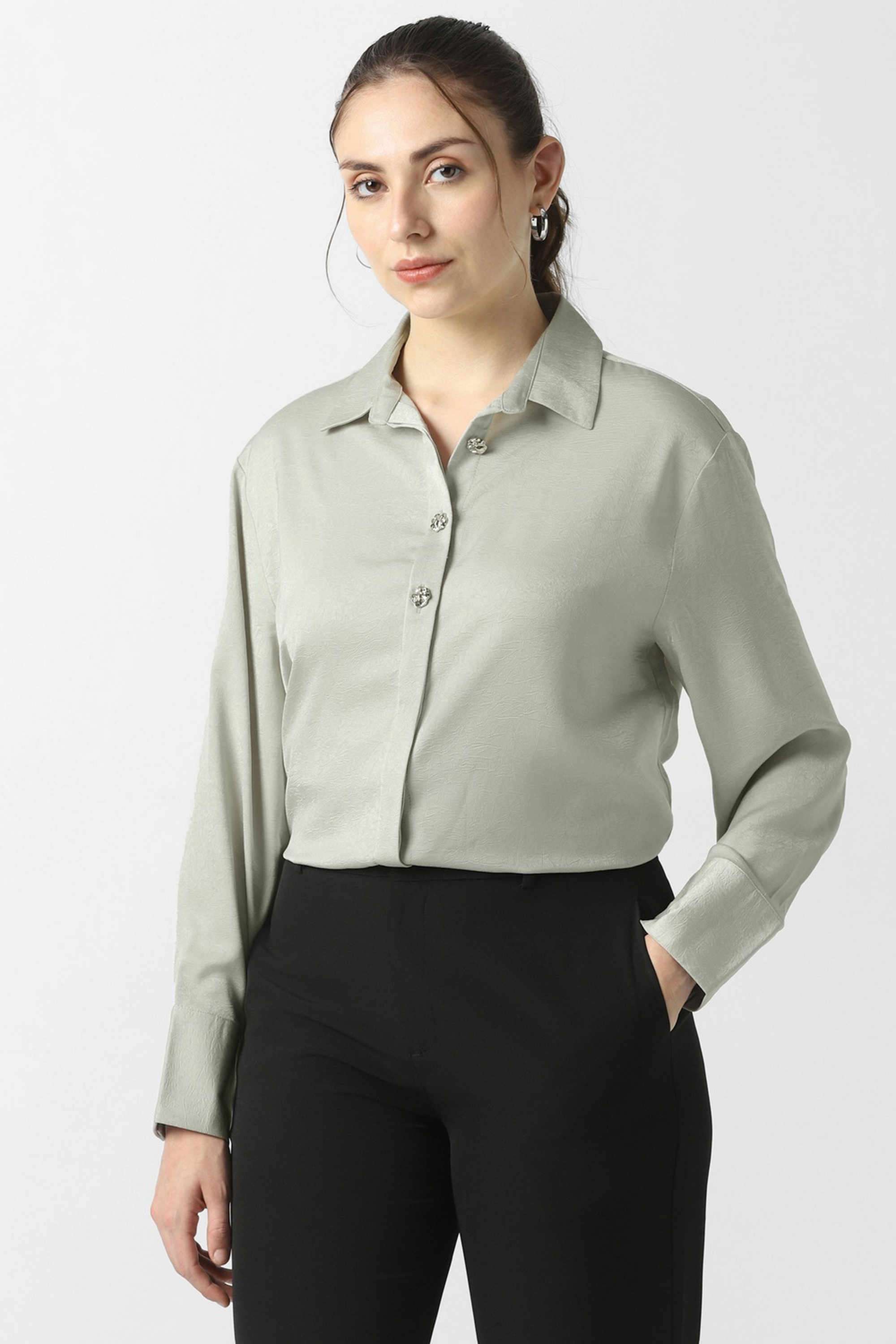 van heusen Solid Collared Blended Fabric Women's Casual Wear Shirt-picture-20