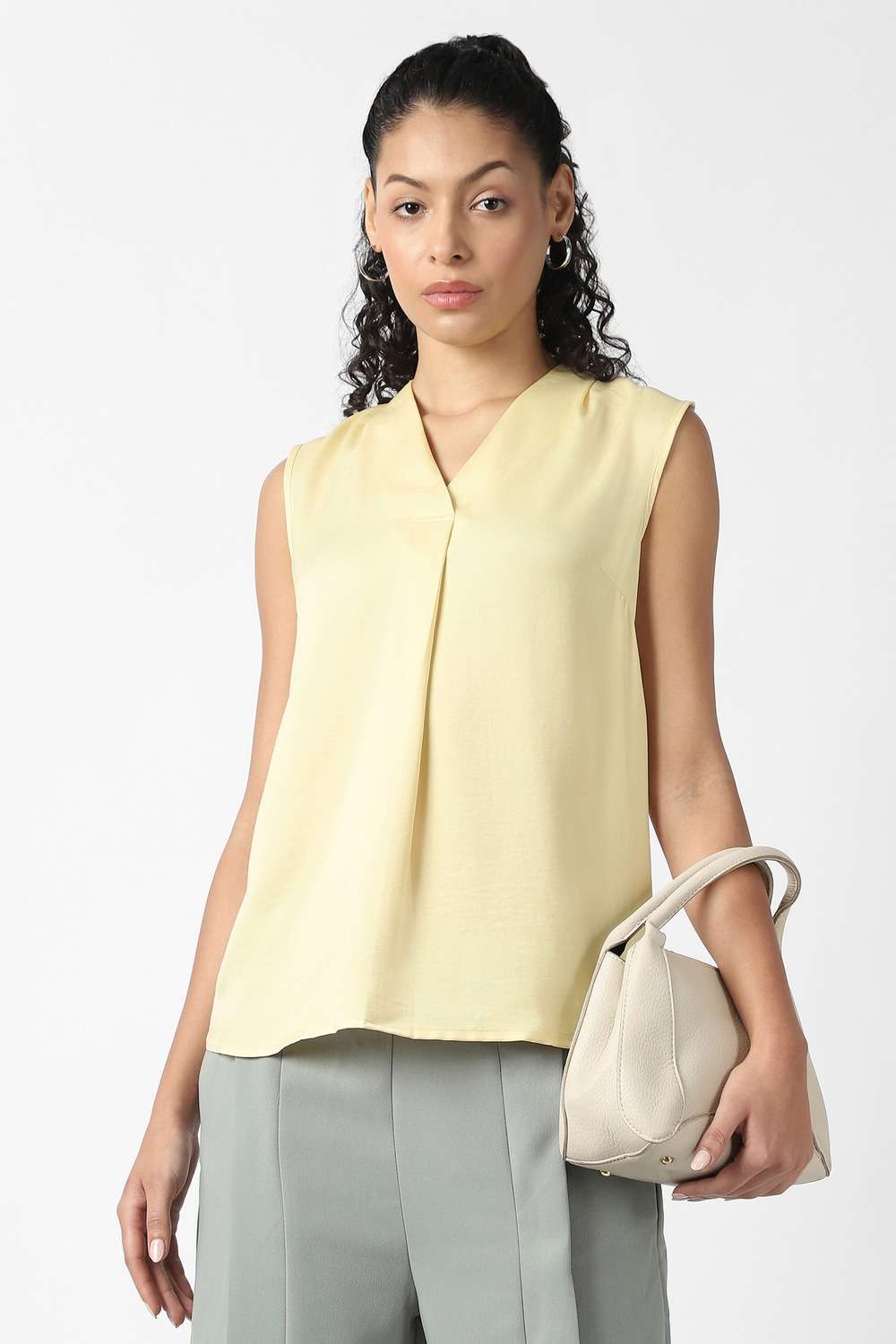 Solid-Polyester-Women-s-Top