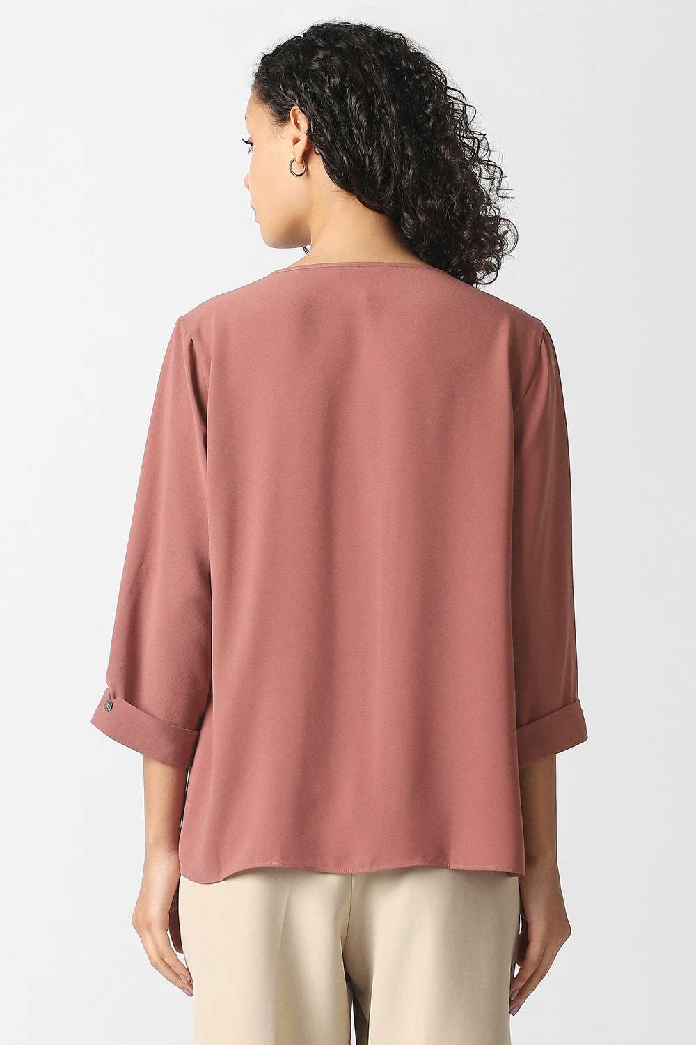 Solid-Polyester-Women-s-Top