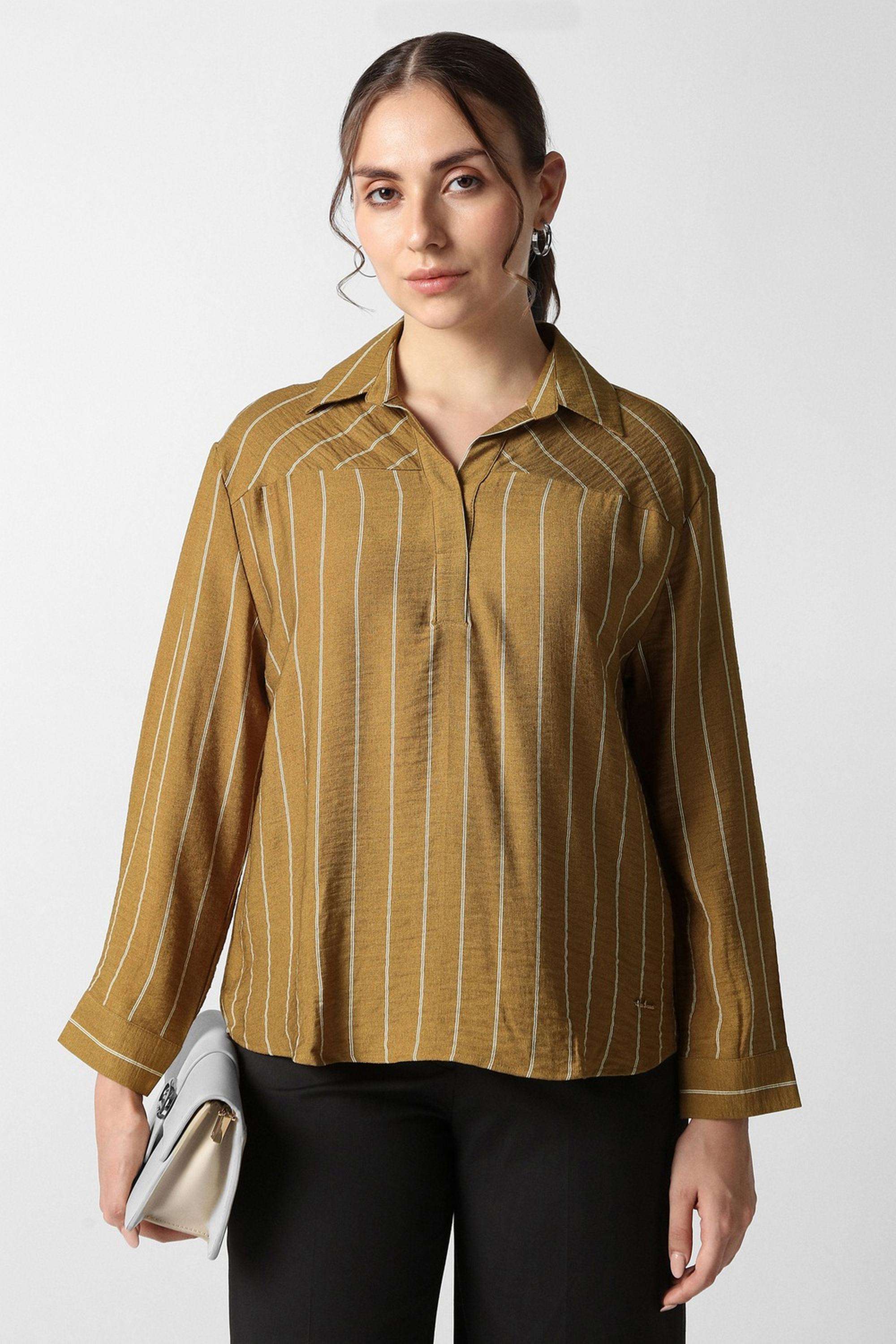 van heusen Solid Spread Collar Polyester Women's Formal Wear Shirt-picture-26