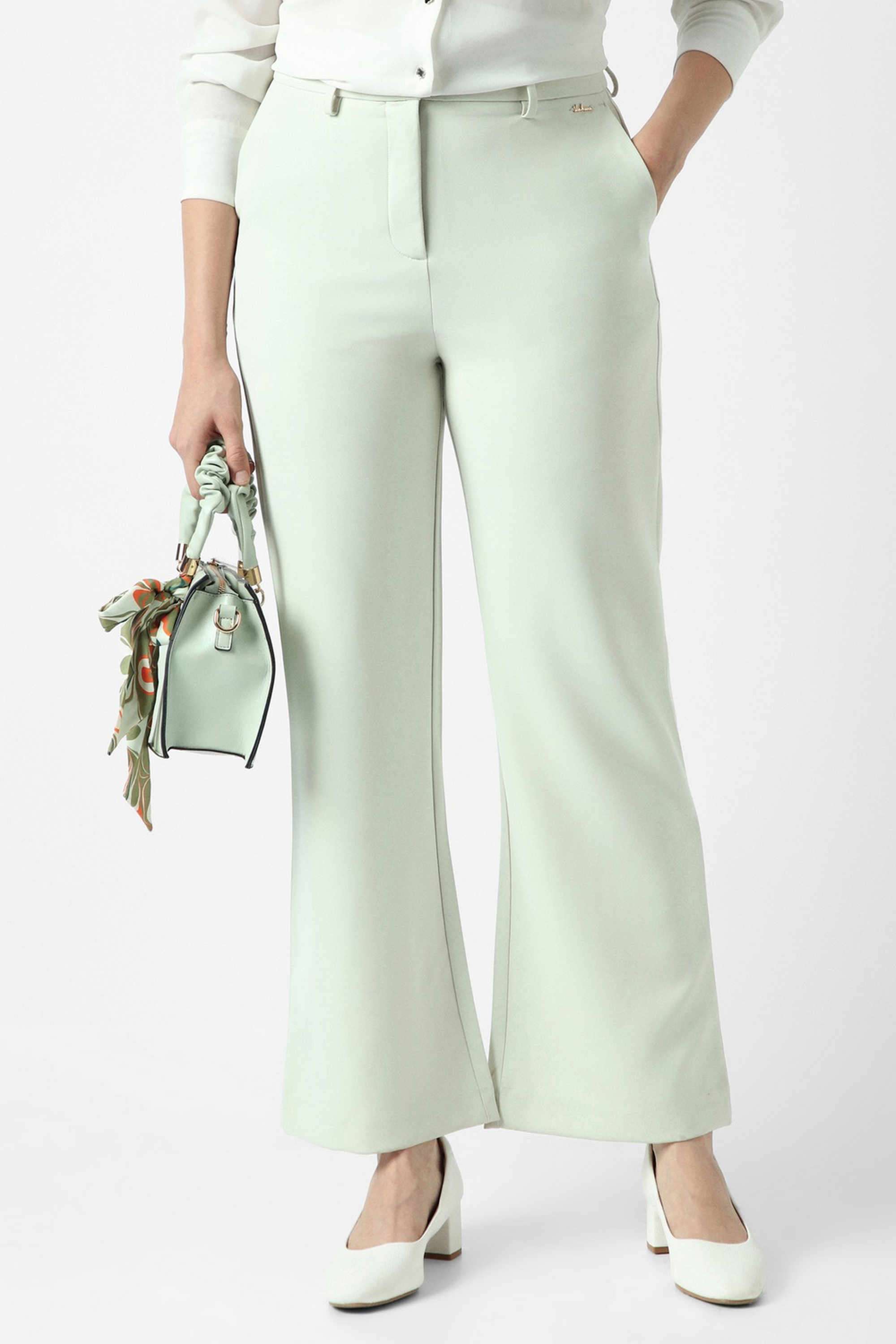 van heusen Solid Wide Leg Fit Blended Fabric Women's Formal Wear Trousers-picture-37
