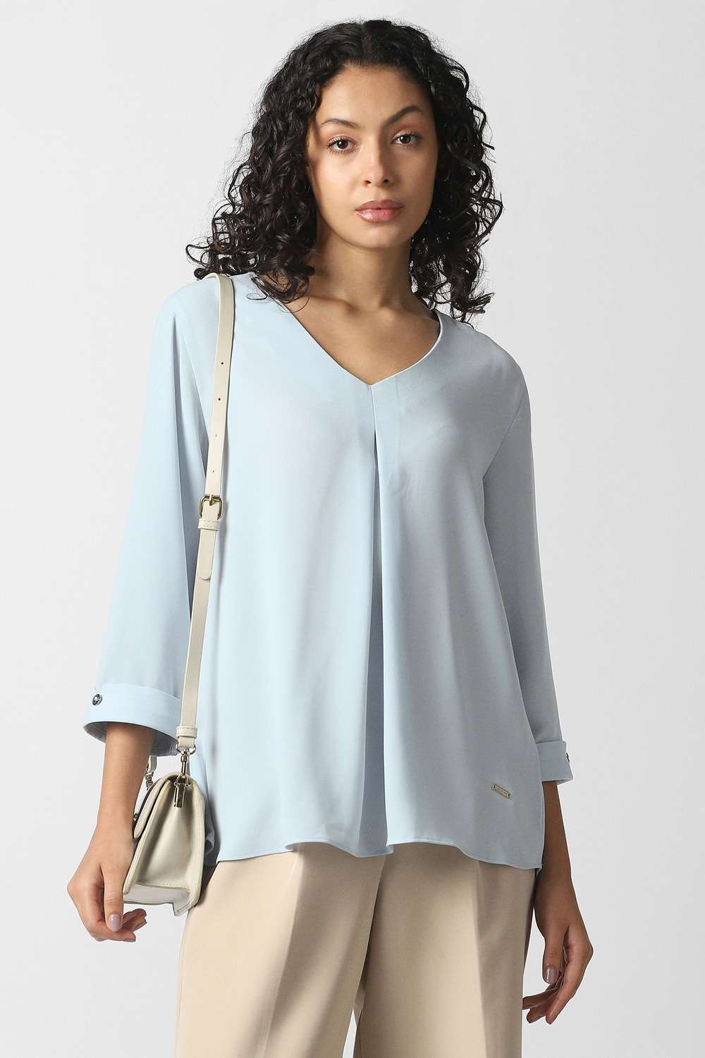 Solid-Polyester-Women-s-Top