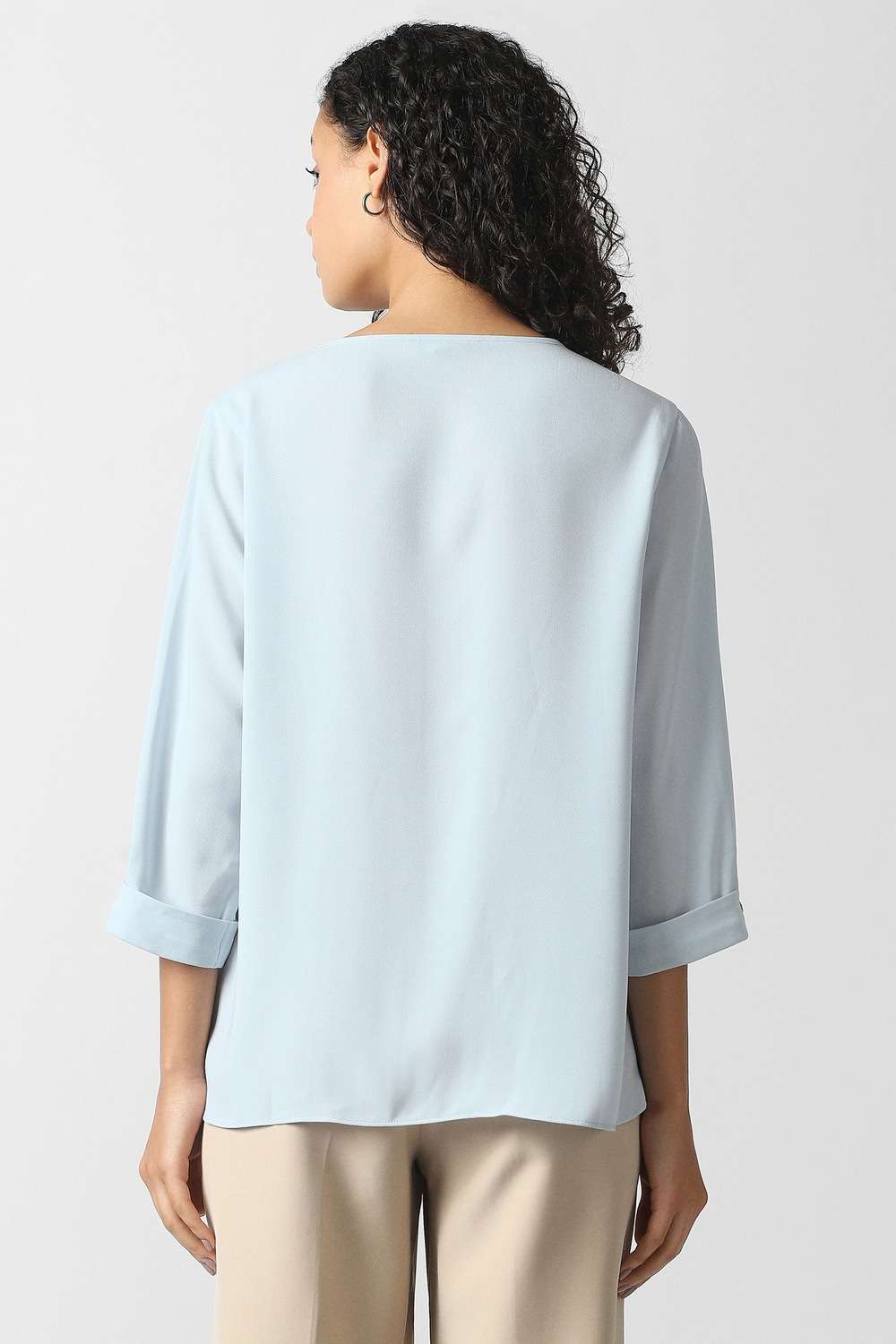 Solid-Polyester-Women-s-Top