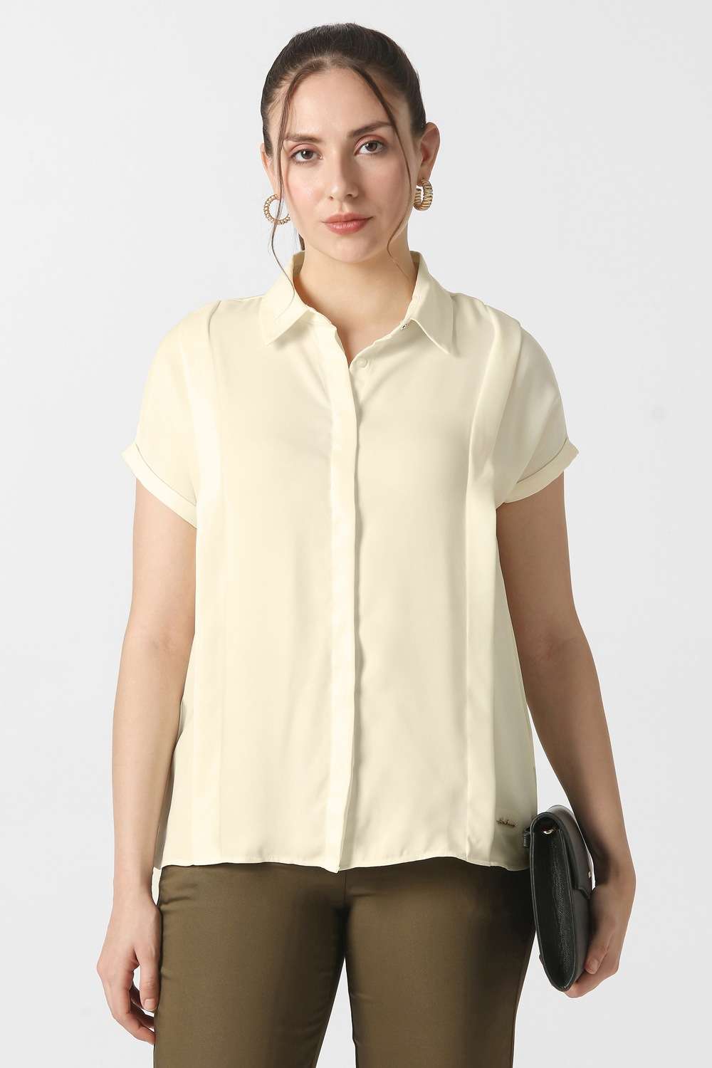 Solid-Polyester-Women-s-Shirt
