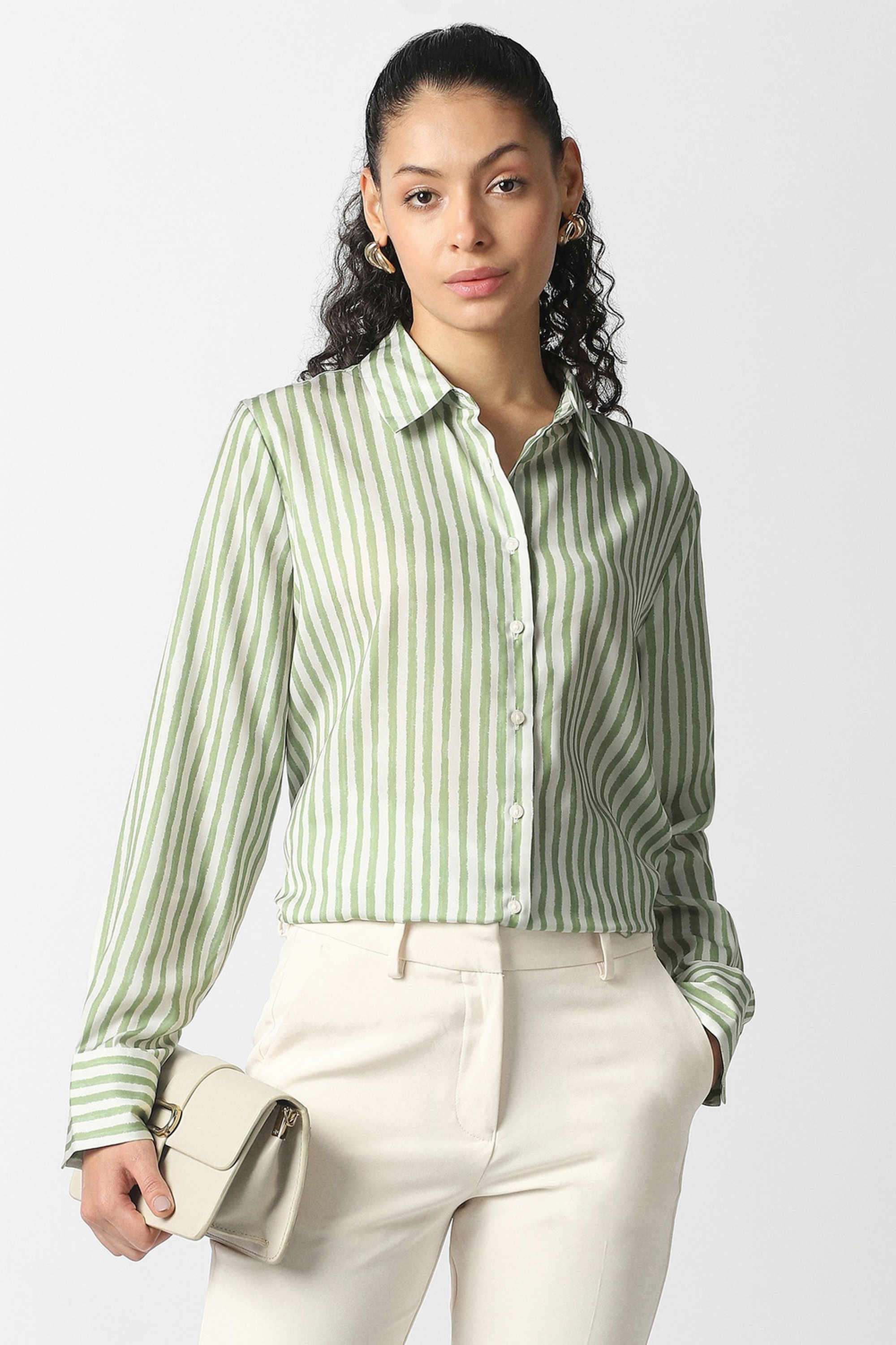 van heusen Stripes Collared Blended Fabric Women's Casual Wear Shirt-picture-37