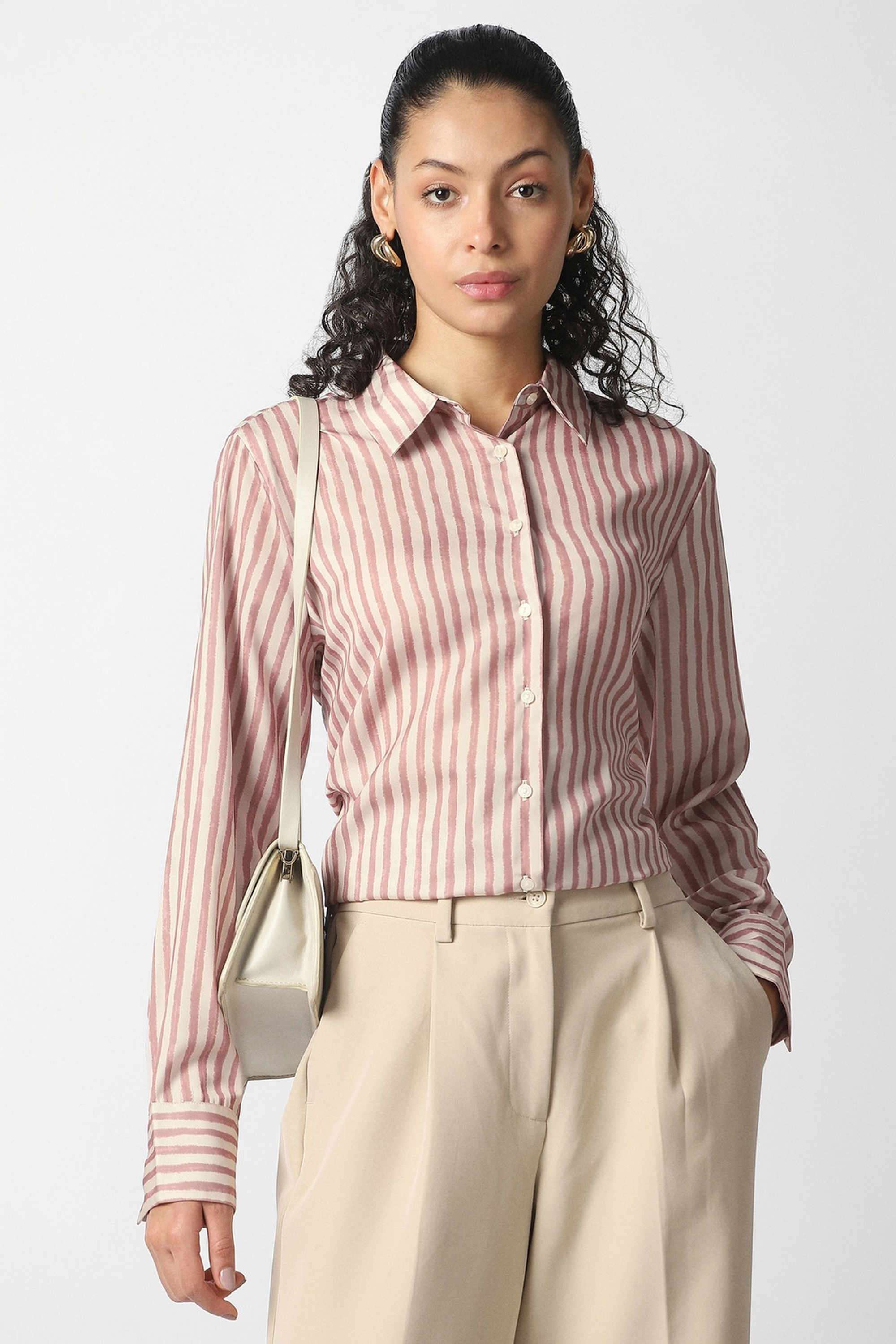 van heusen Stripes Collared Blended Fabric Women's Casual Wear Shirt-picture-38