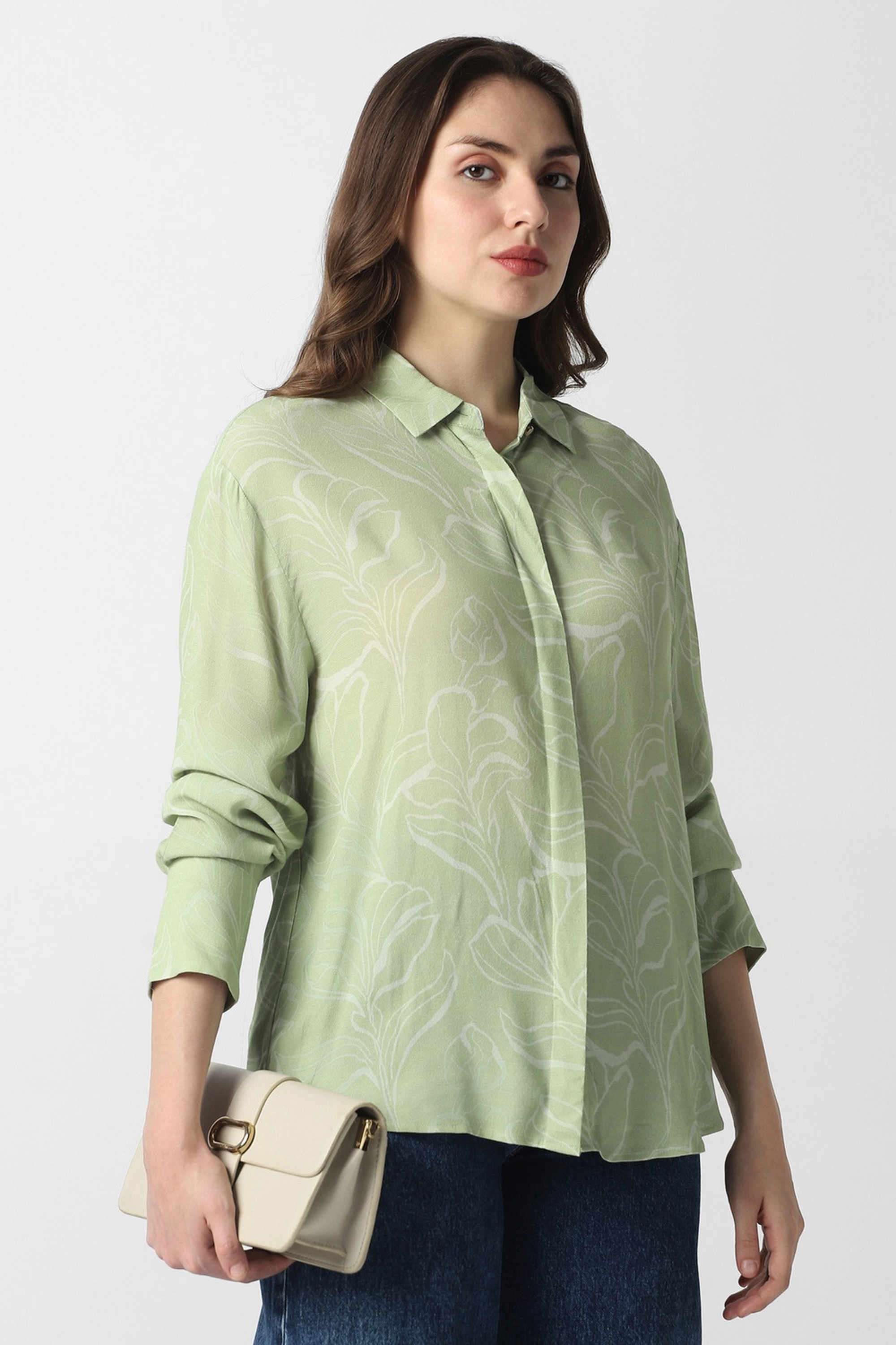 van heusen Printed Collared Blended Fabric Women's Casual Wear Shirt-picture-33