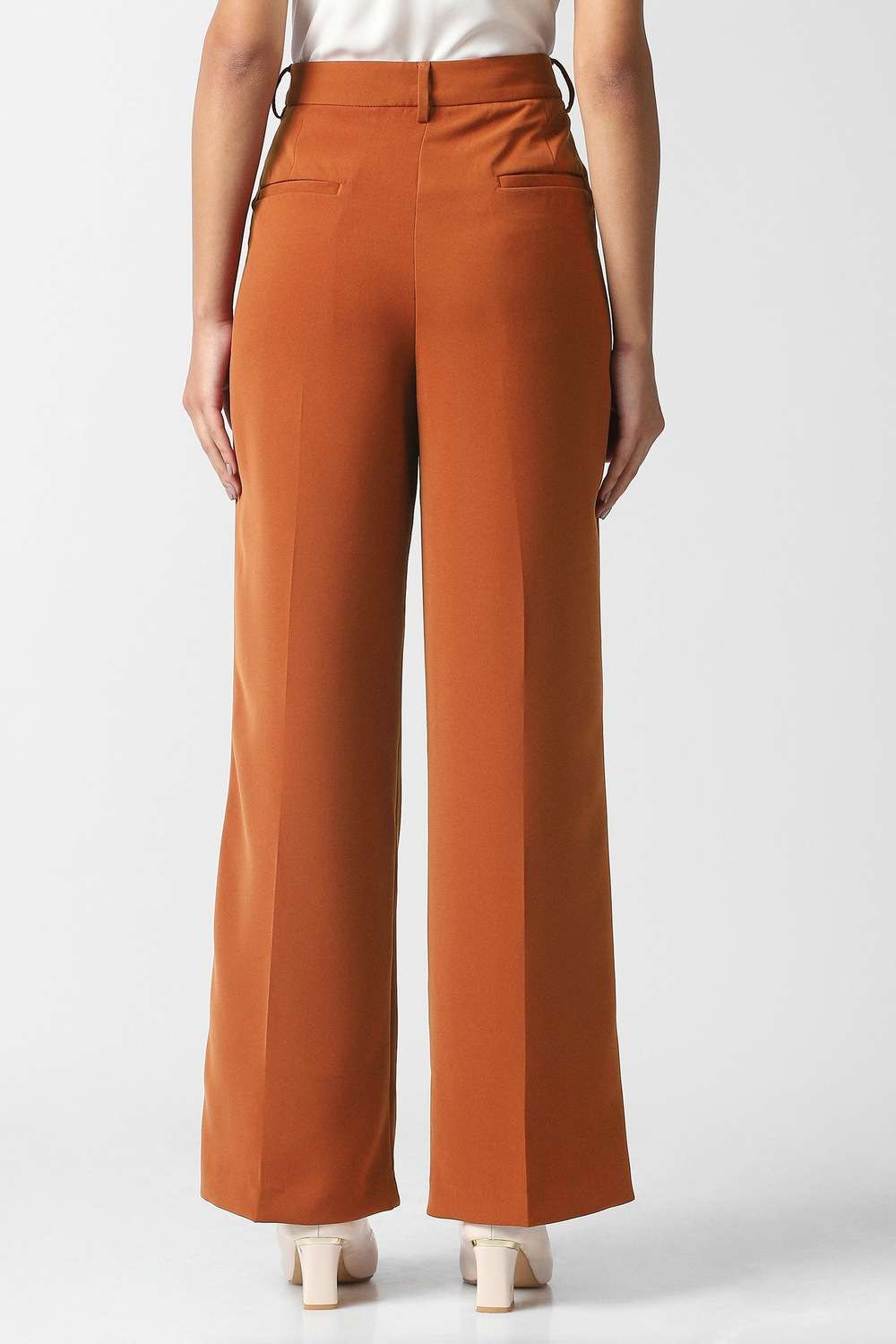 Polyester-Wide-Leg-Fit-Women-s-Trousers
