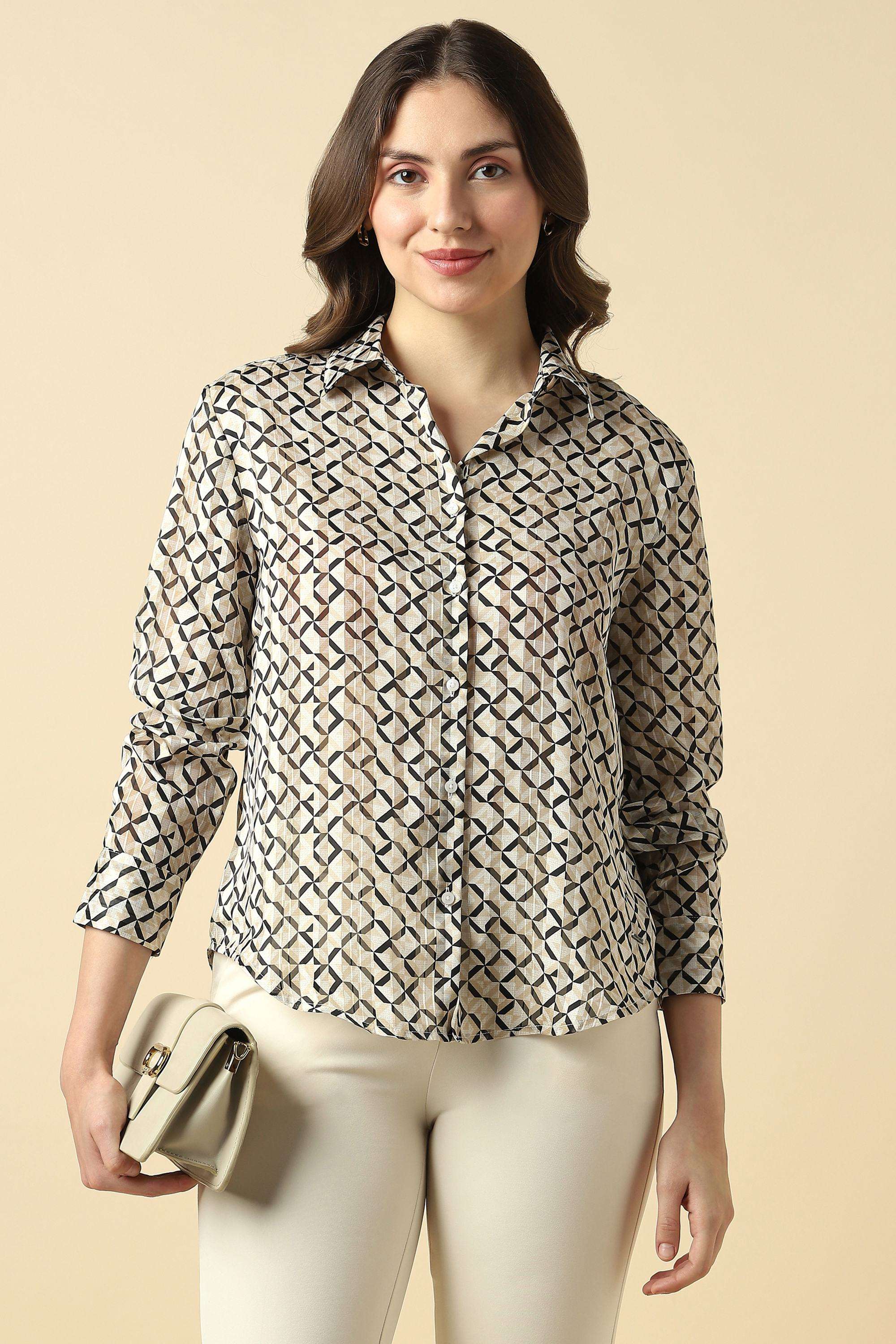 allen solly Printed Polyester Women's Shirt-picture-13