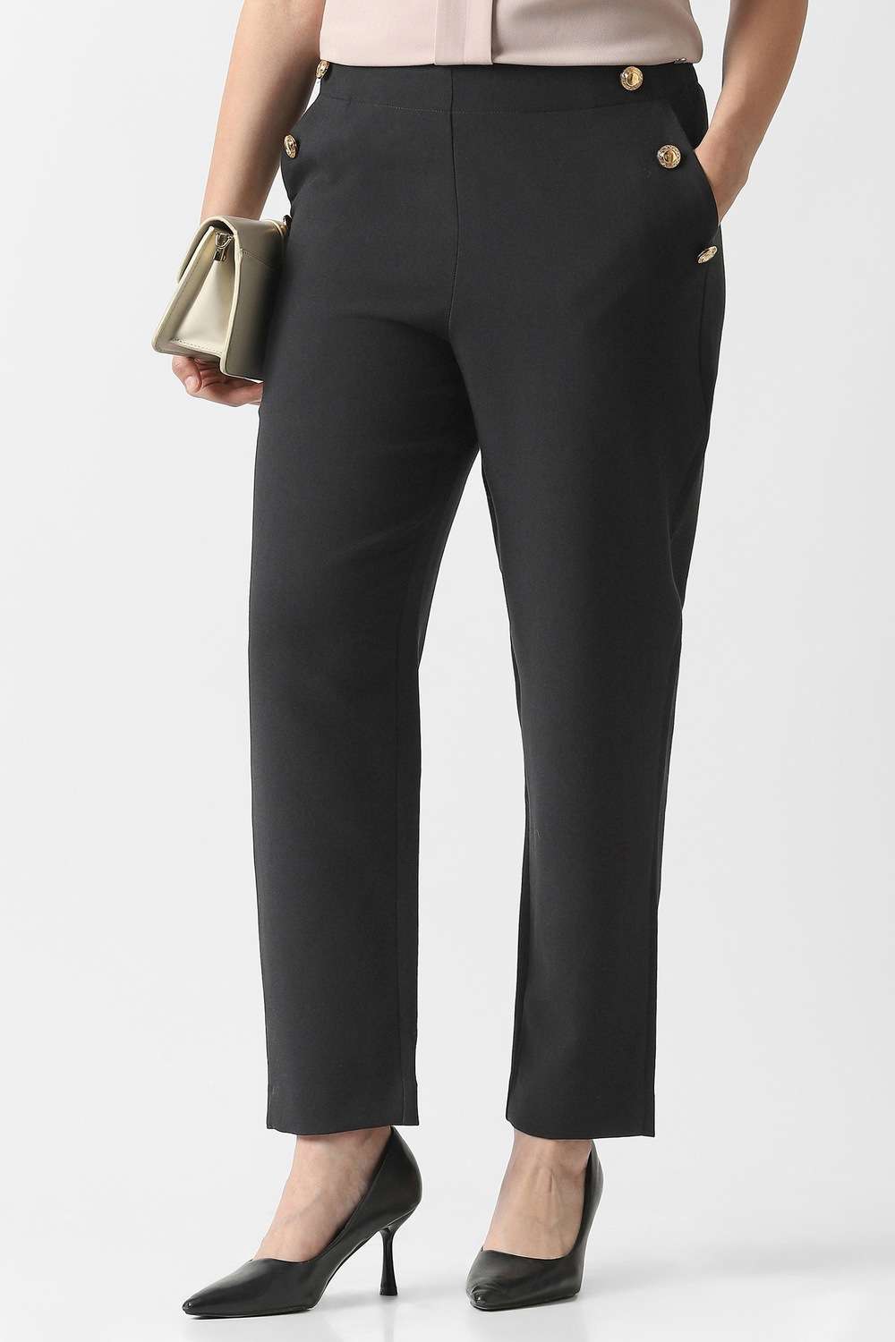 Polyester-Tapered-Fit-Women-s-Trousers