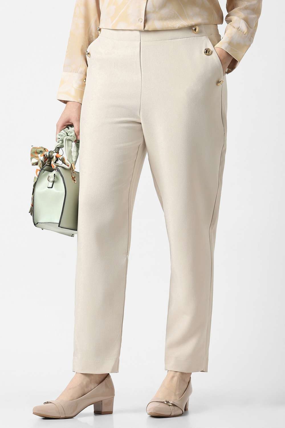 Polyester-Tapered-Fit-Women-s-Trousers