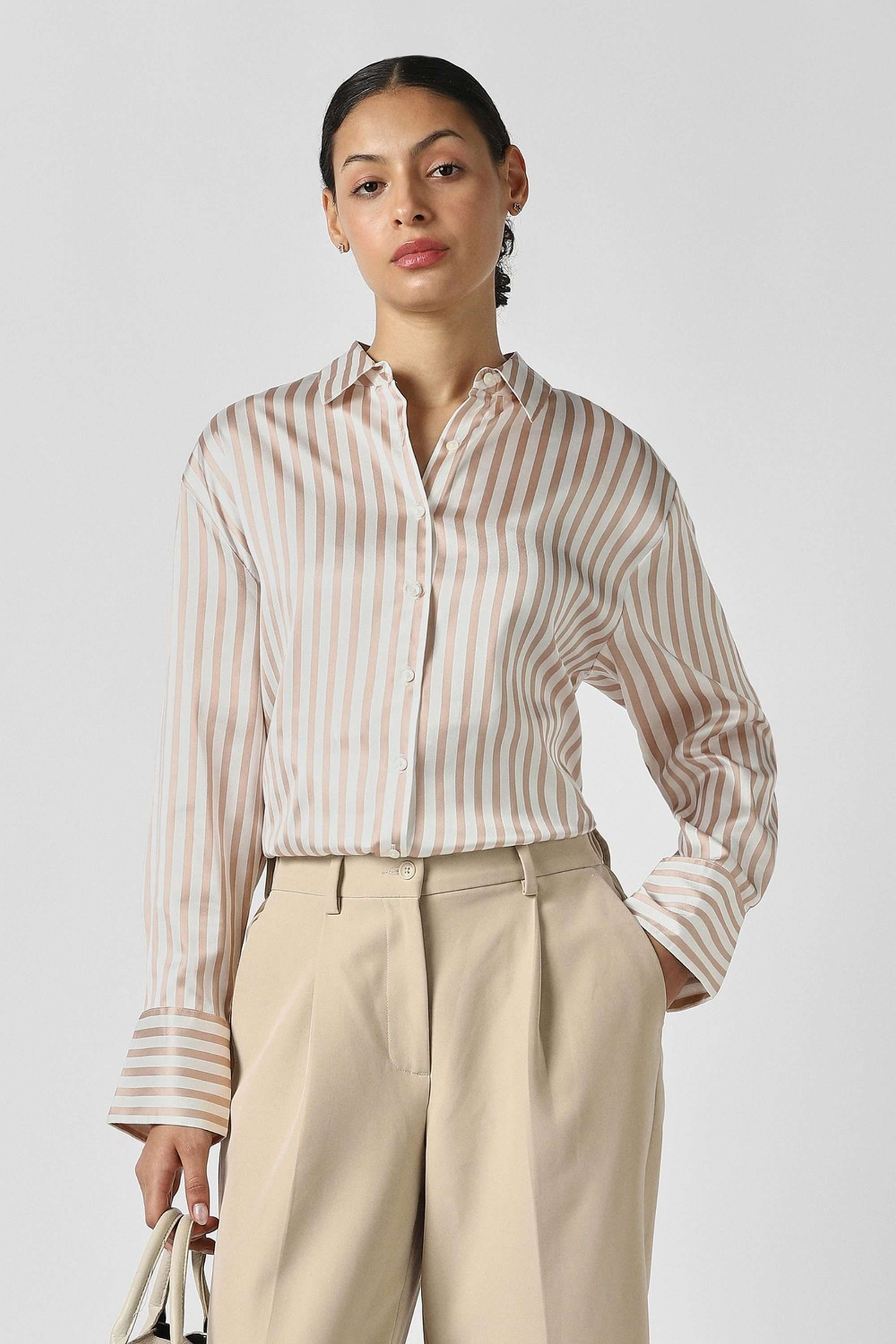 Solid-Blended-Fabric-Women-s-Shirt