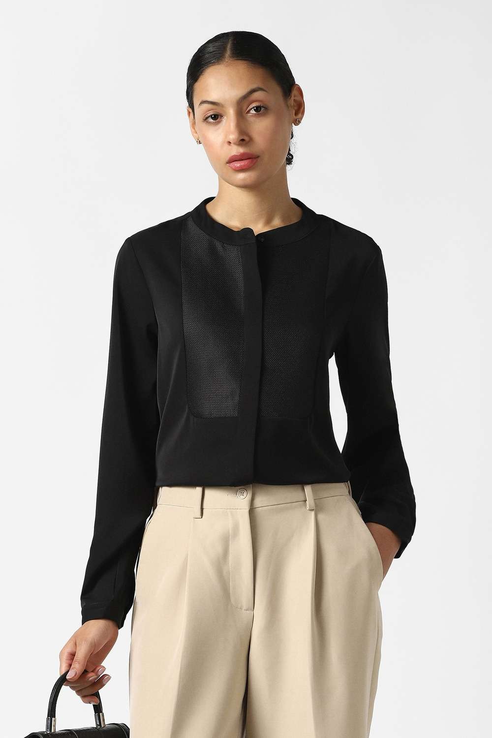 Solid-Polyester-Women-s-Shirt