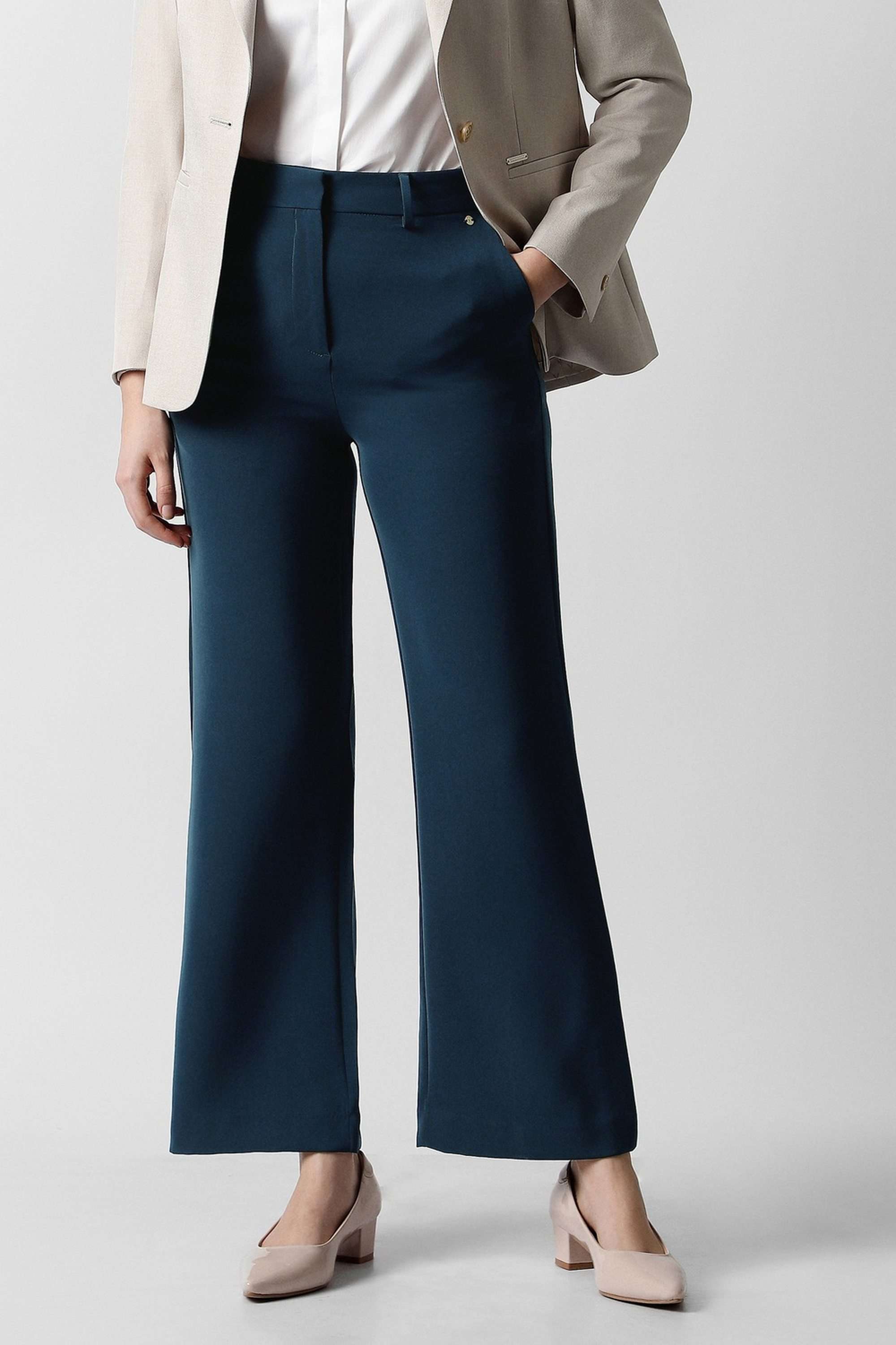 Solid-Regular-Fit-Blended-Fabric-Women-s-Casual-Wear-Trousers