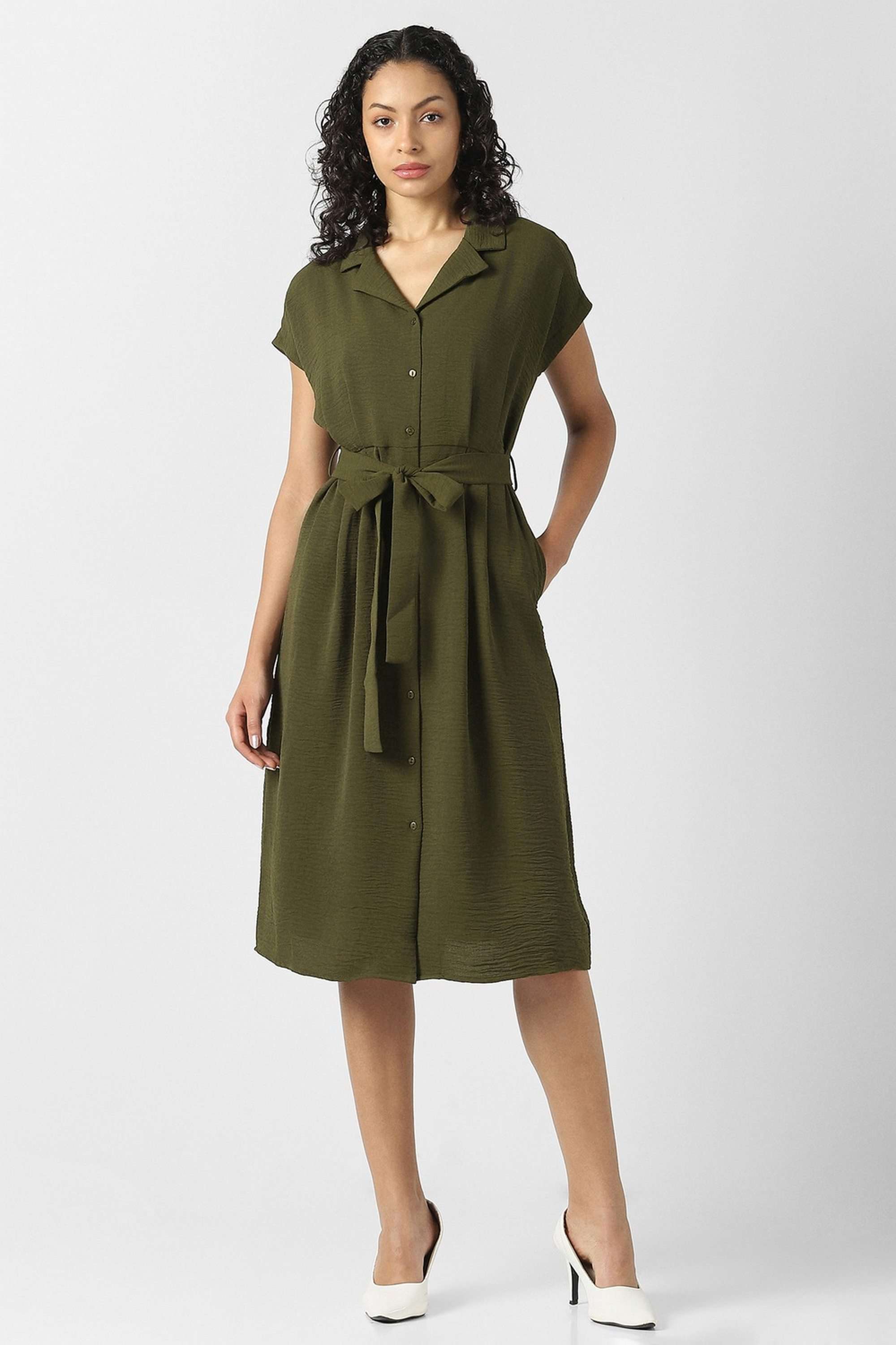 Solid-Blended-Fabric-Women-s-Dress
