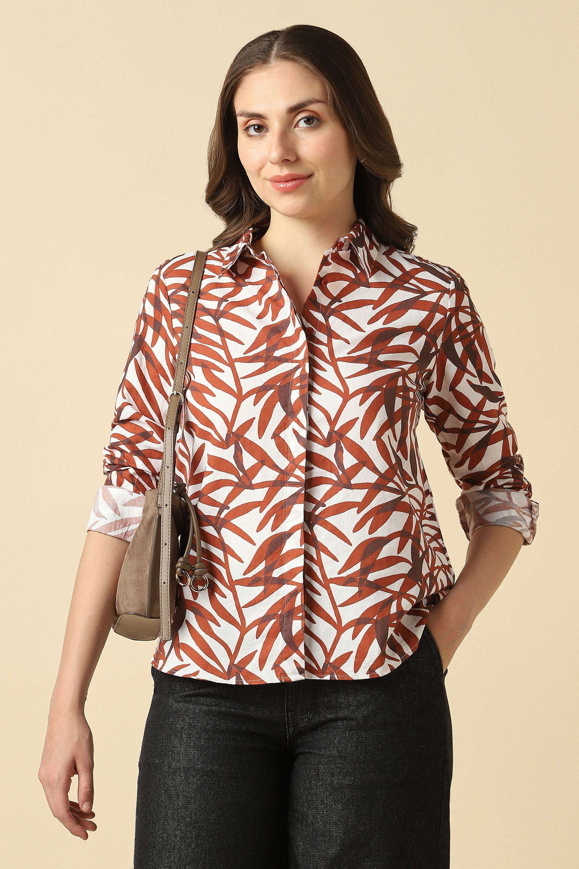 Printed-Cotton-Round-Neck-Women-s-Shirt