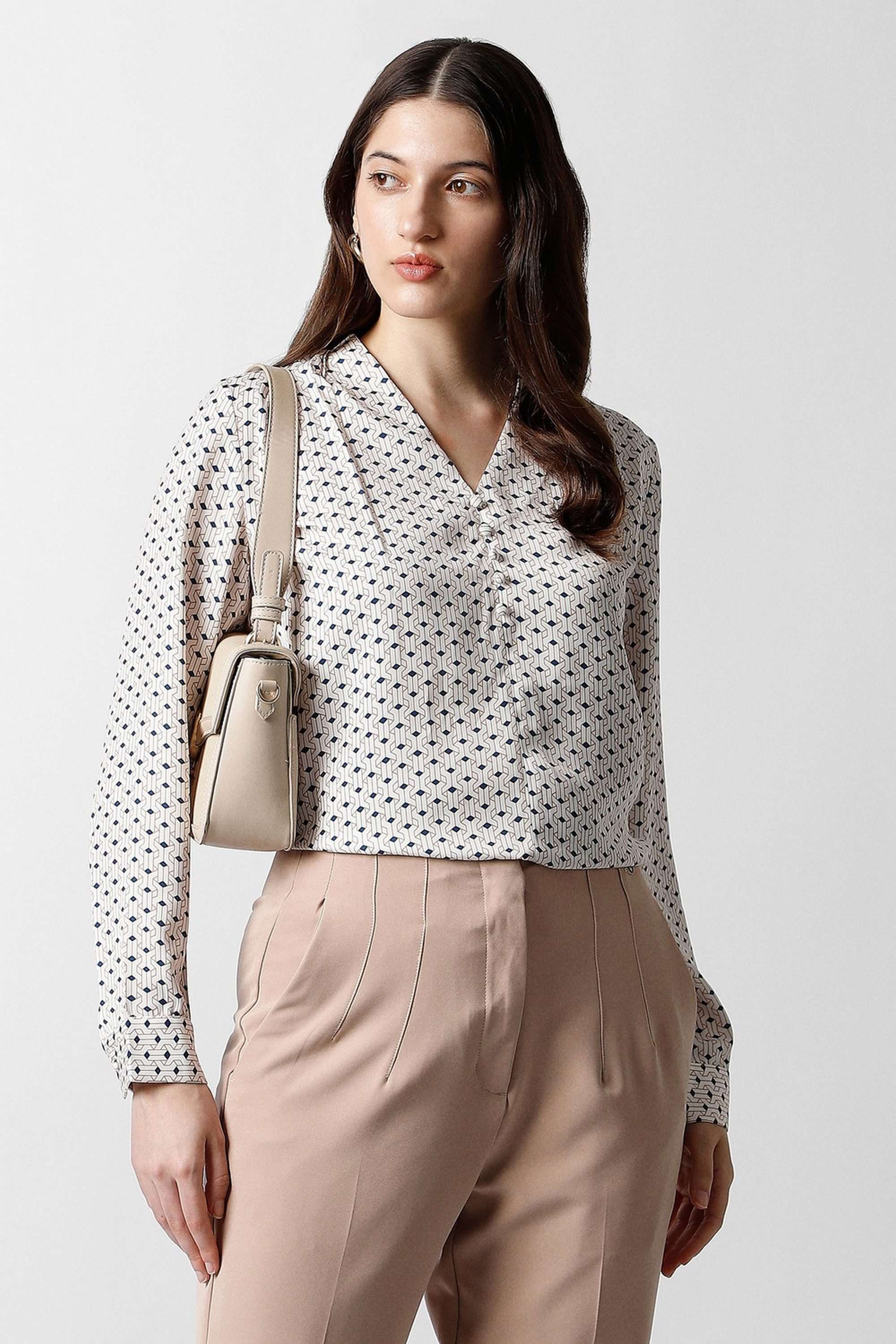 Solid-Blended-Fabric-Women-s-Top
