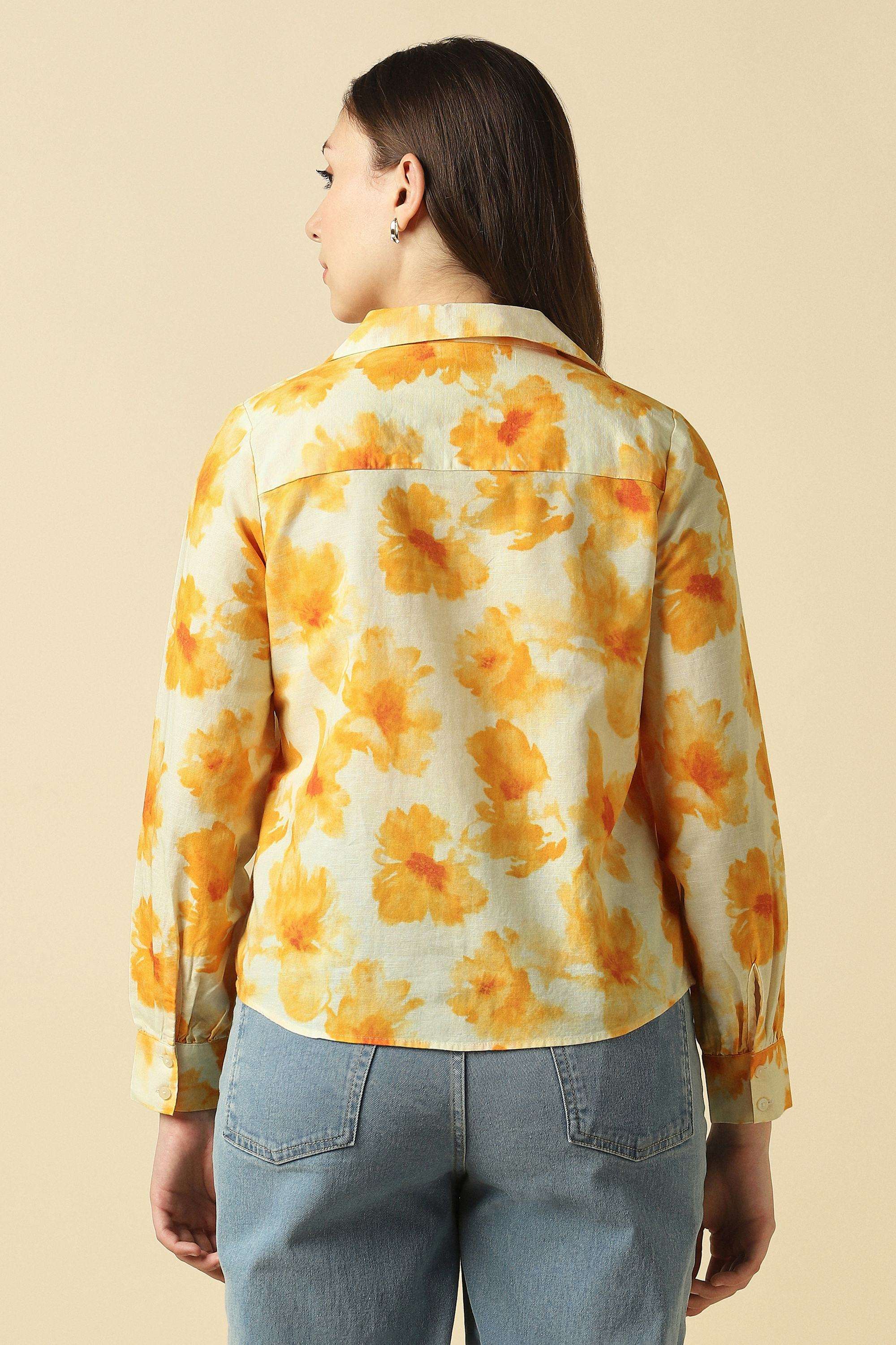 Printed-Cotton-V-Neck-Women-s-Shirt