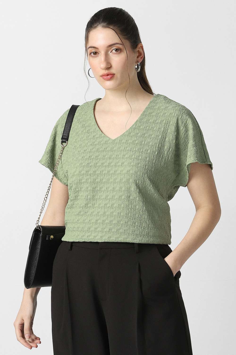 Solid-Polyester-Women-s-Top