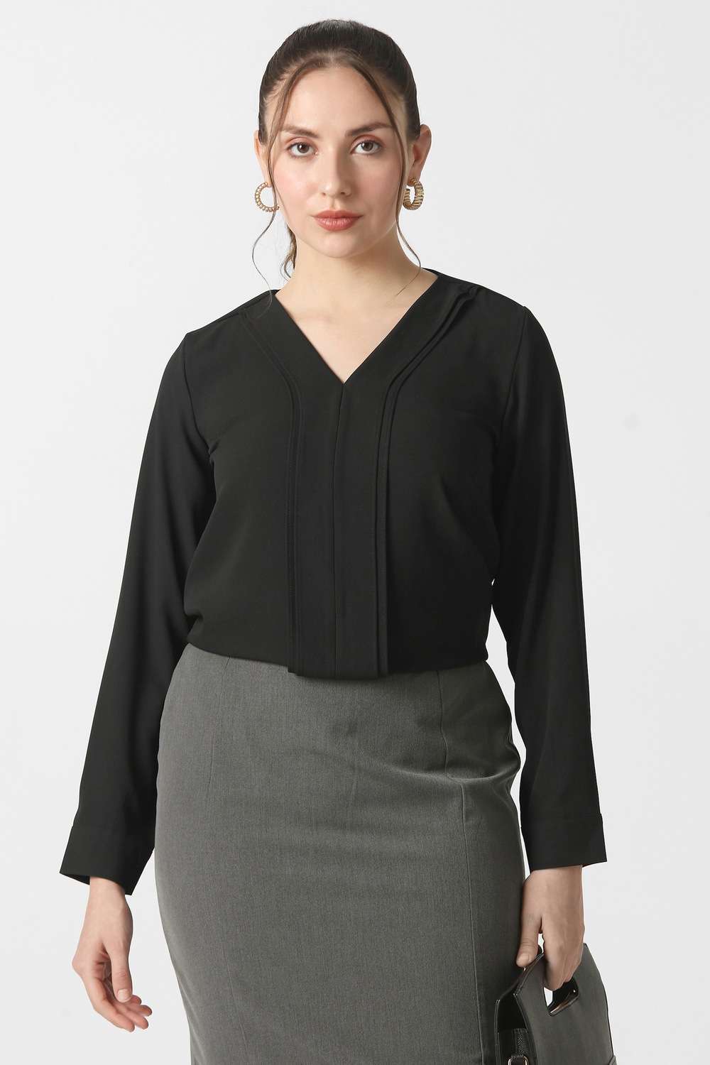 Solid-Polyester-Women-s-Top