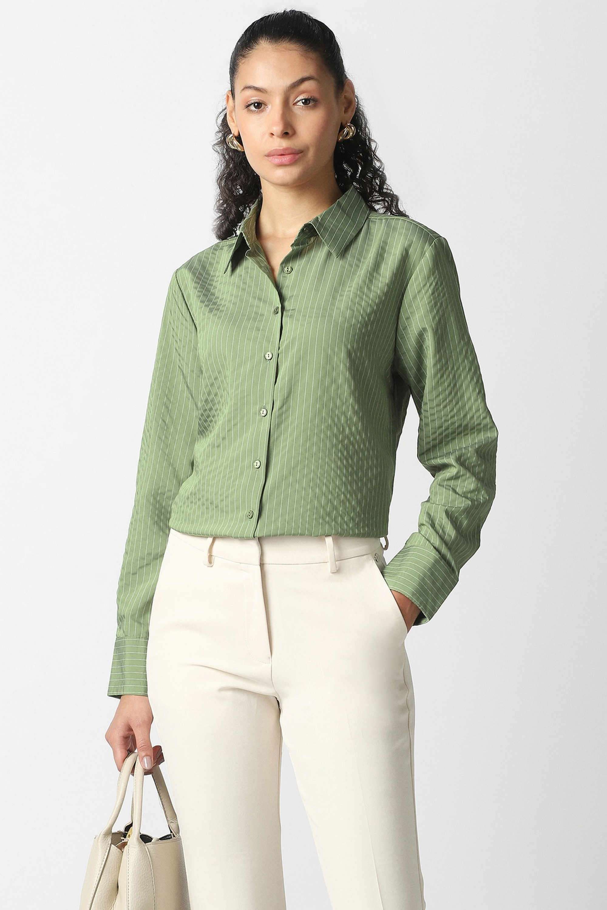 van heusen Stripes Spread Collar Blended Fabric Women's Casual Wear Shirt-picture-23